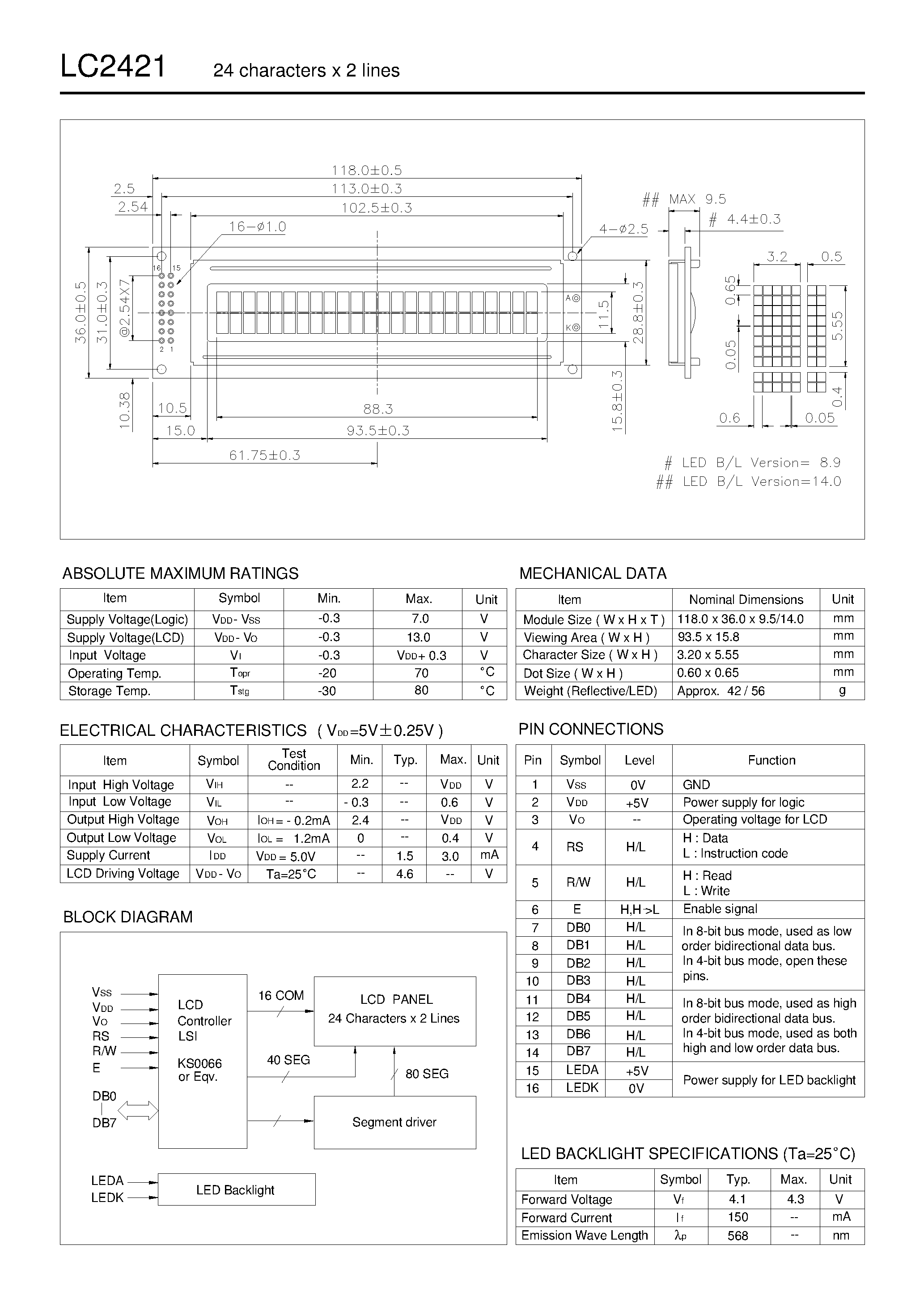 Datasheet LC2421 - LCD page 1