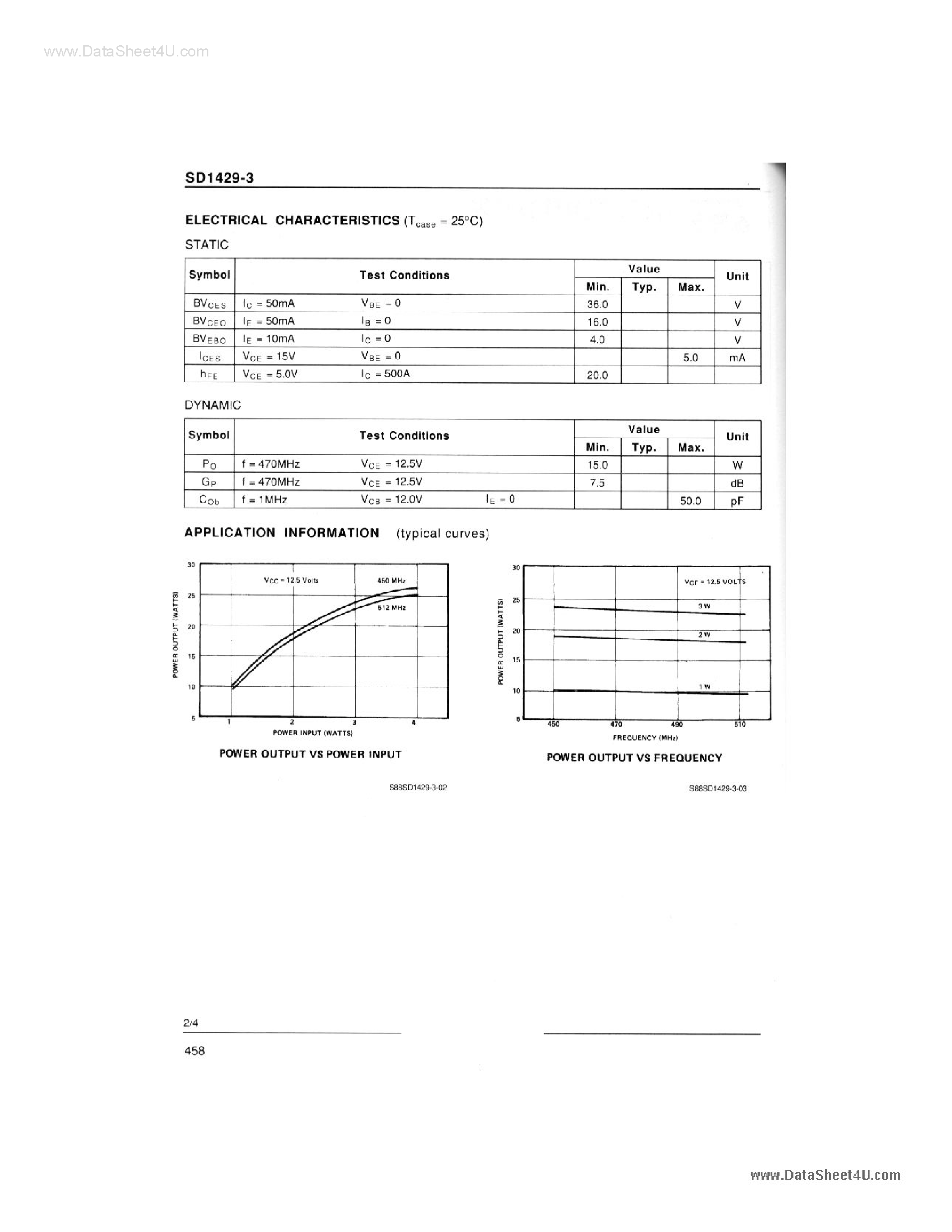 Даташит SD1429-3 - RF AND MICROWAVE TRANSISTORS страница 2