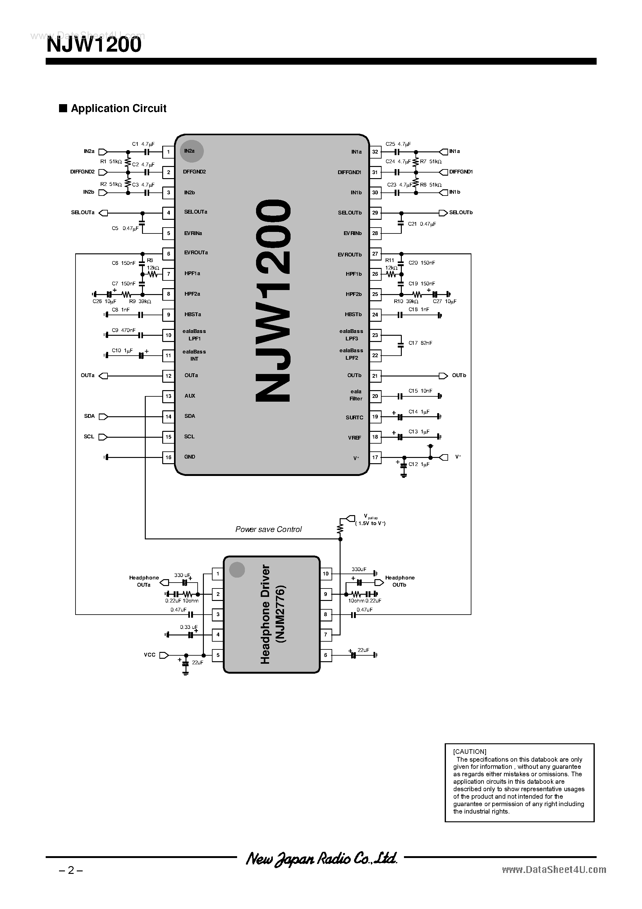 Даташит NJW1200 - Low-Voltage 2-channel Electronic Volume страница 2