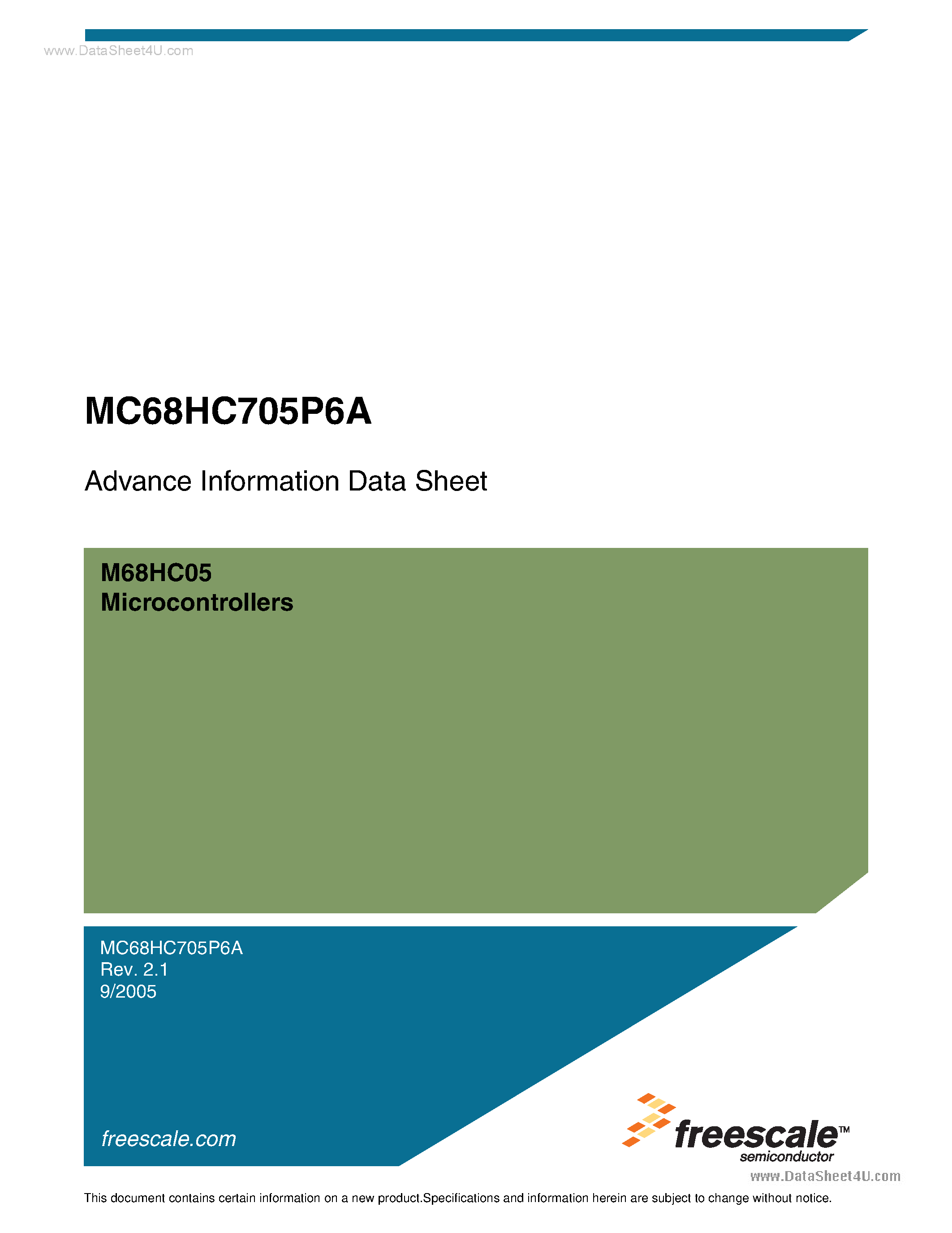 Даташит MC705P6A - Microcontrollers страница 1