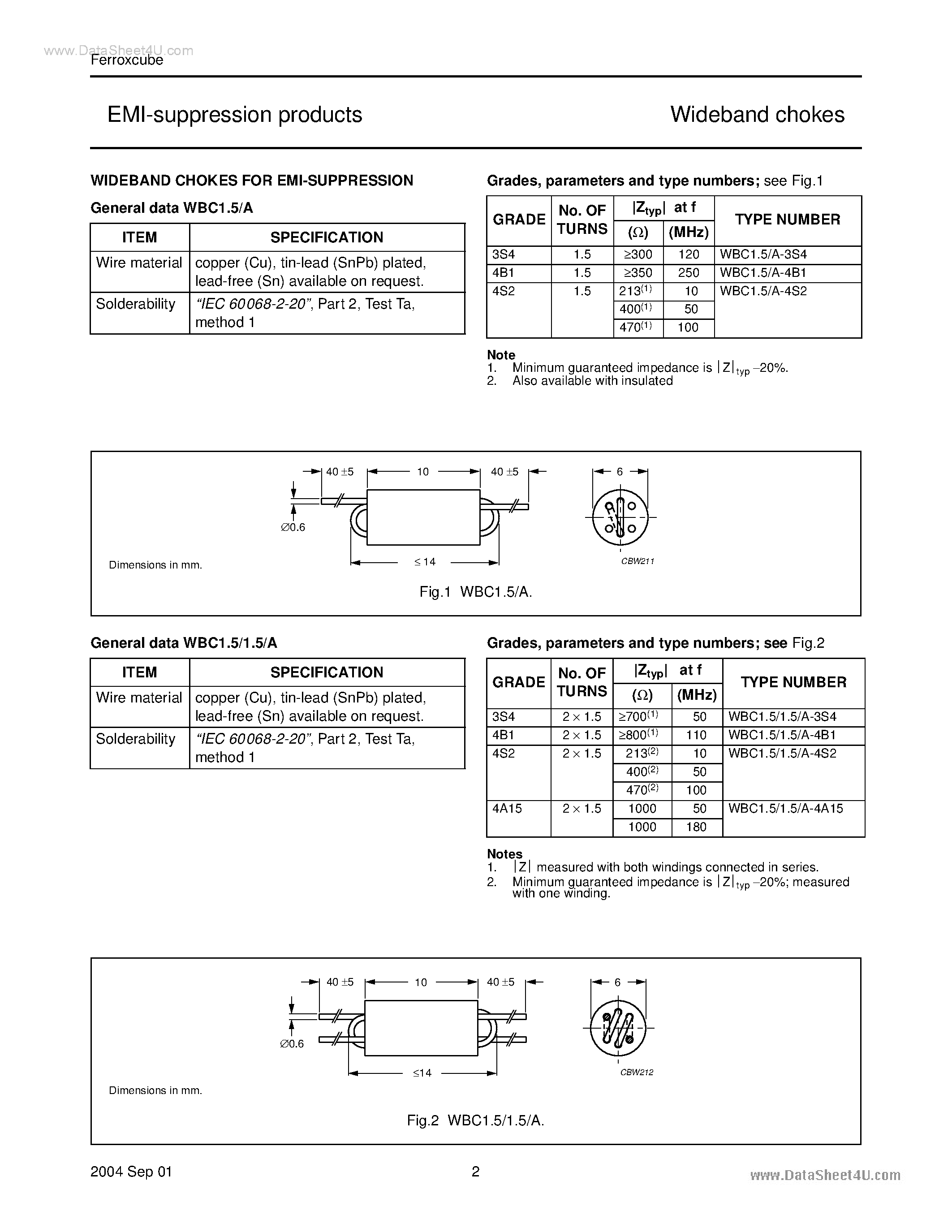 Datasheet WBC1.5/A-xxx - (WBC Series) Wideband Chokes page 2