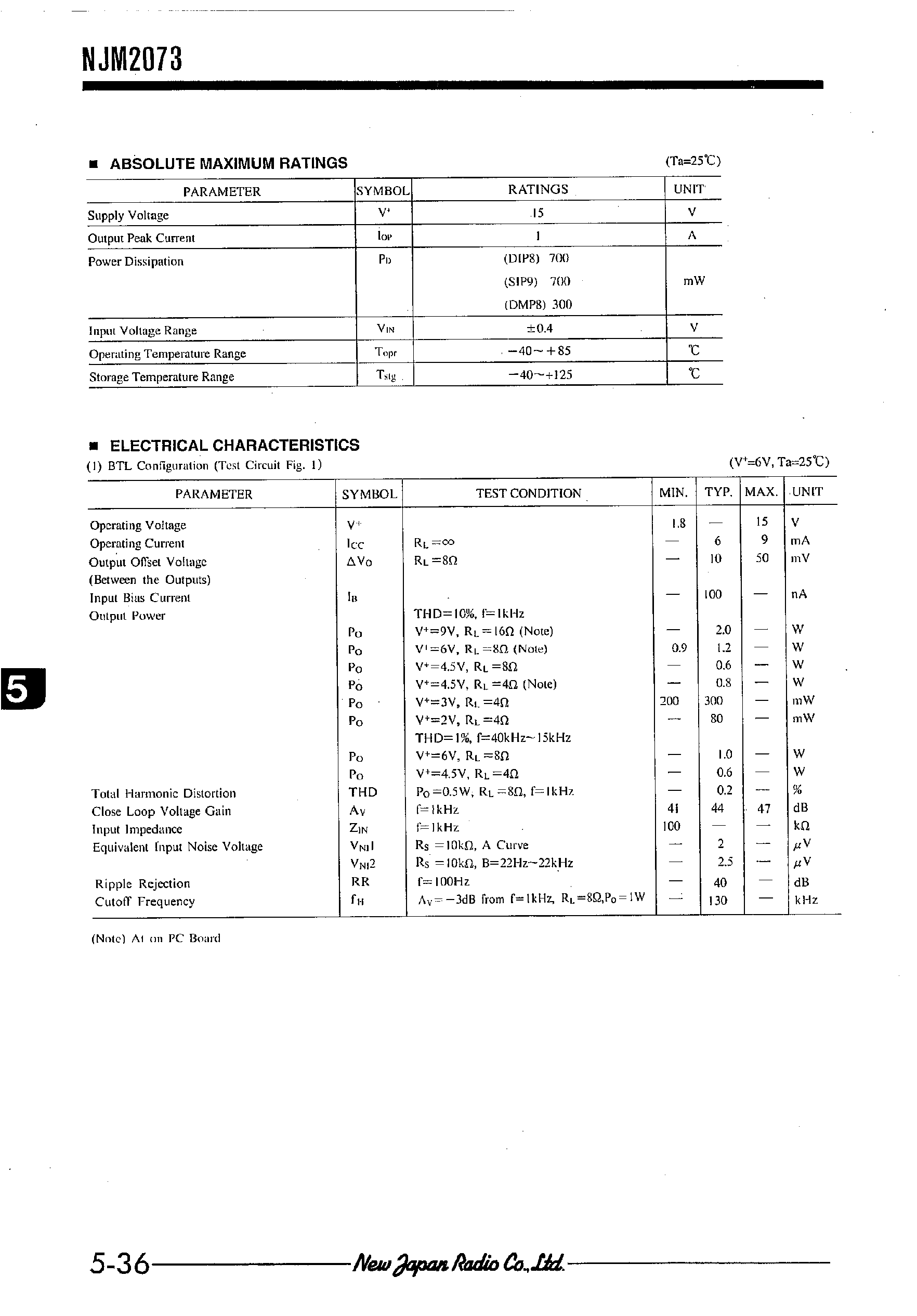 Даташит на микросхему 2073D страница 2 Даташит 2073D - Search -----> NJM2073D страница 2