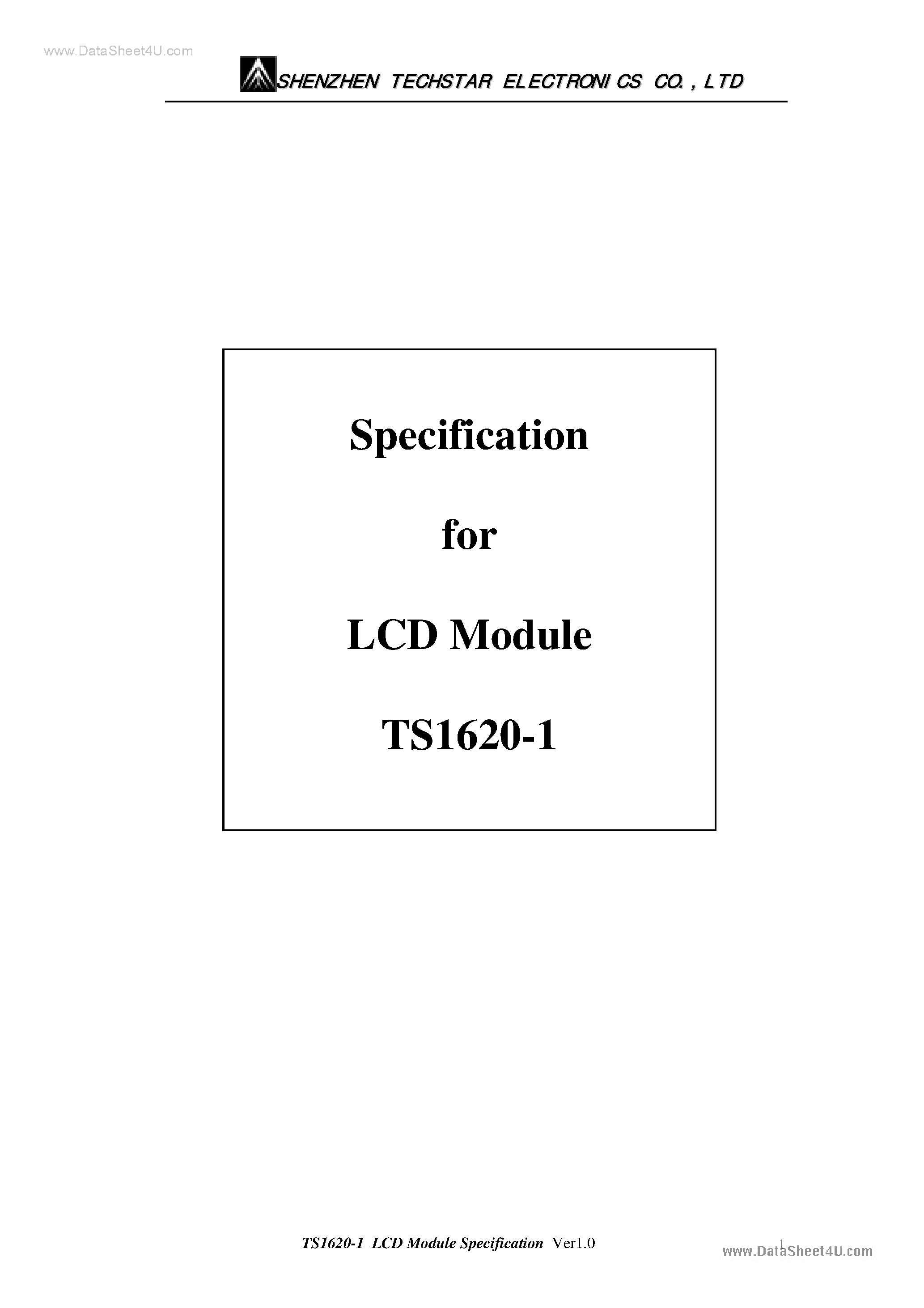 Даташит TS1620-1 - LCD Module страница 1