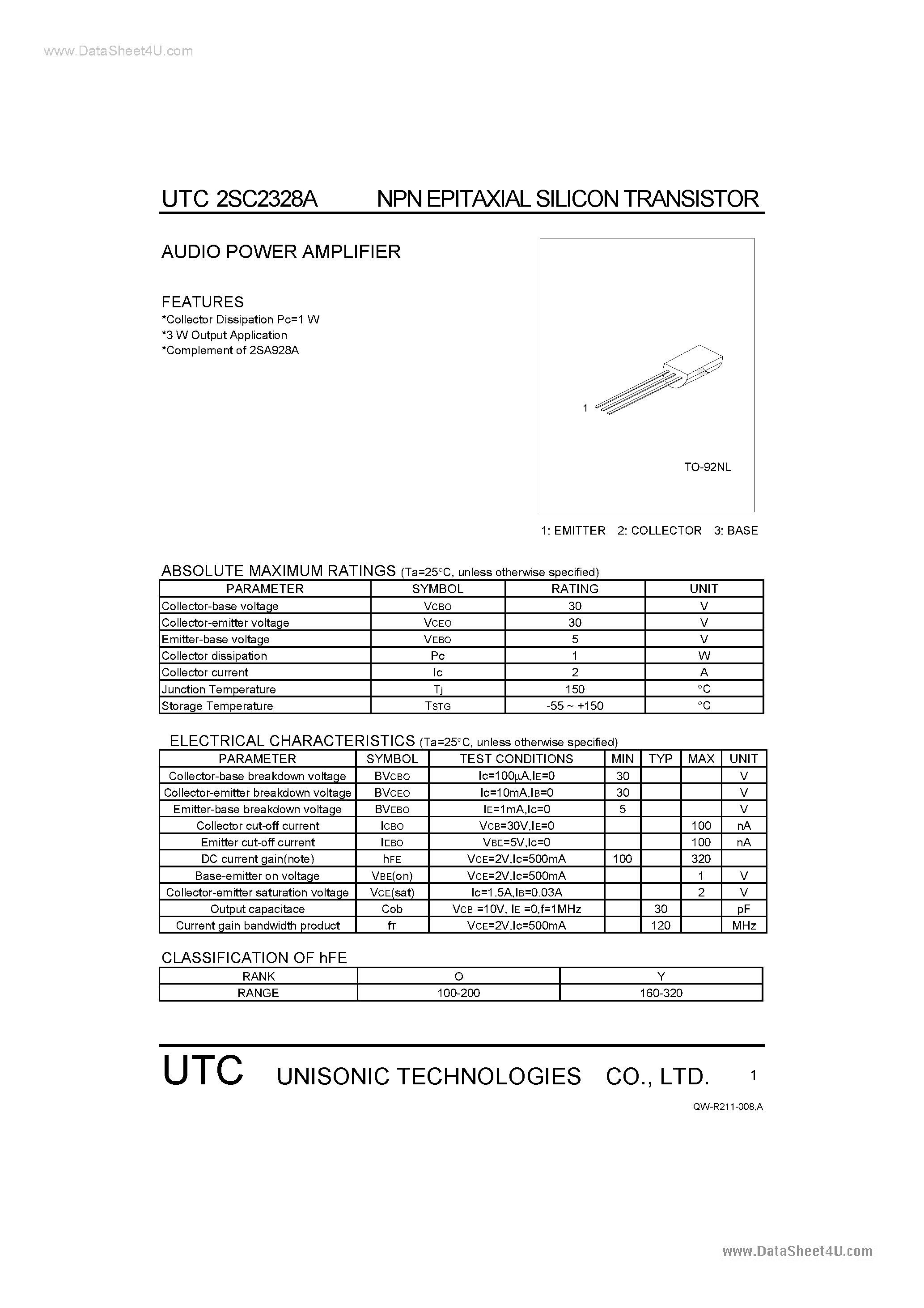 Datasheet C2328A - Search -----> 2SC2328A page 1