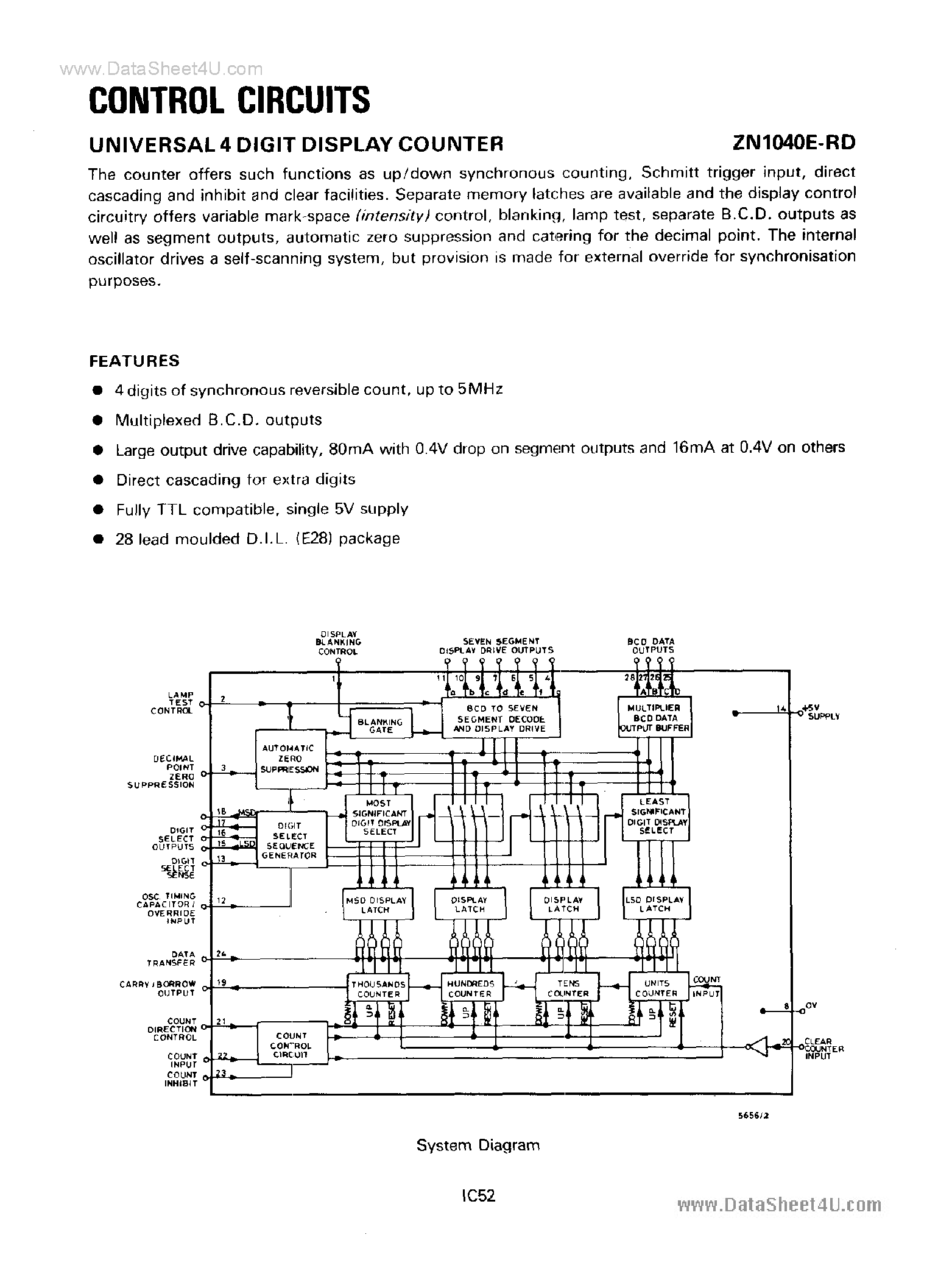 Datasheet ZN1040E-RD - Universal 4 Digital Display Counter page 1