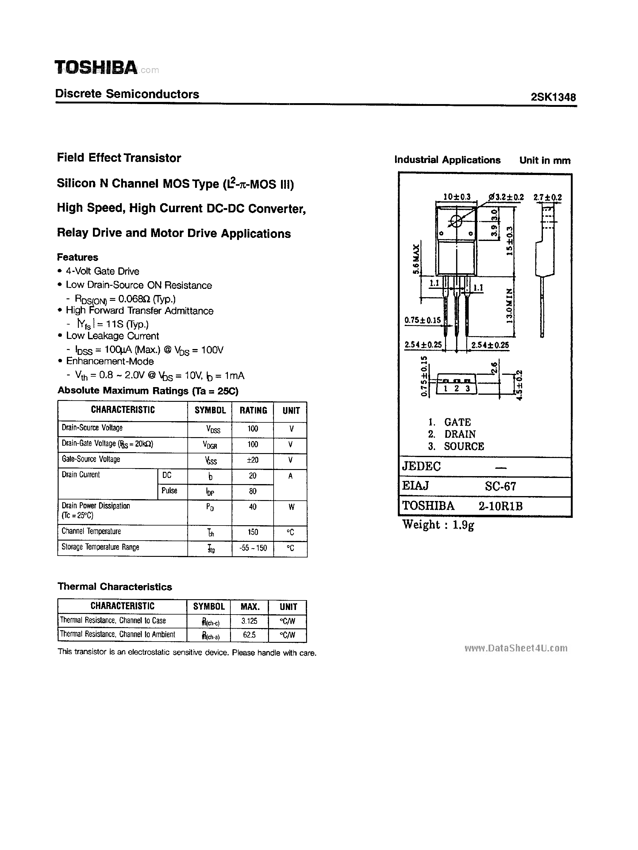 Datasheet 2SK1348 - Field Effect Transistor page 1