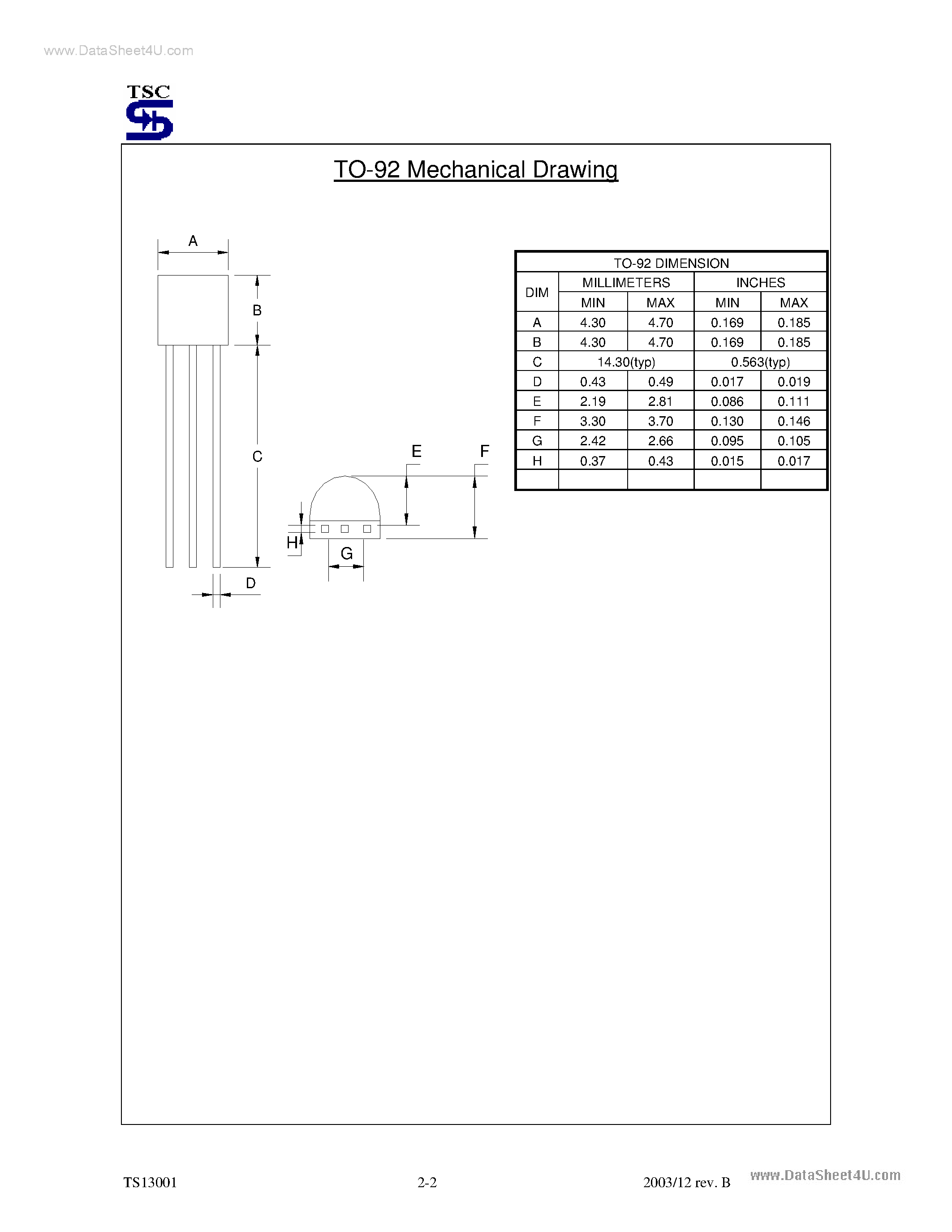 Даташит TS13001 - High Voltage NPN Transistor страница 2