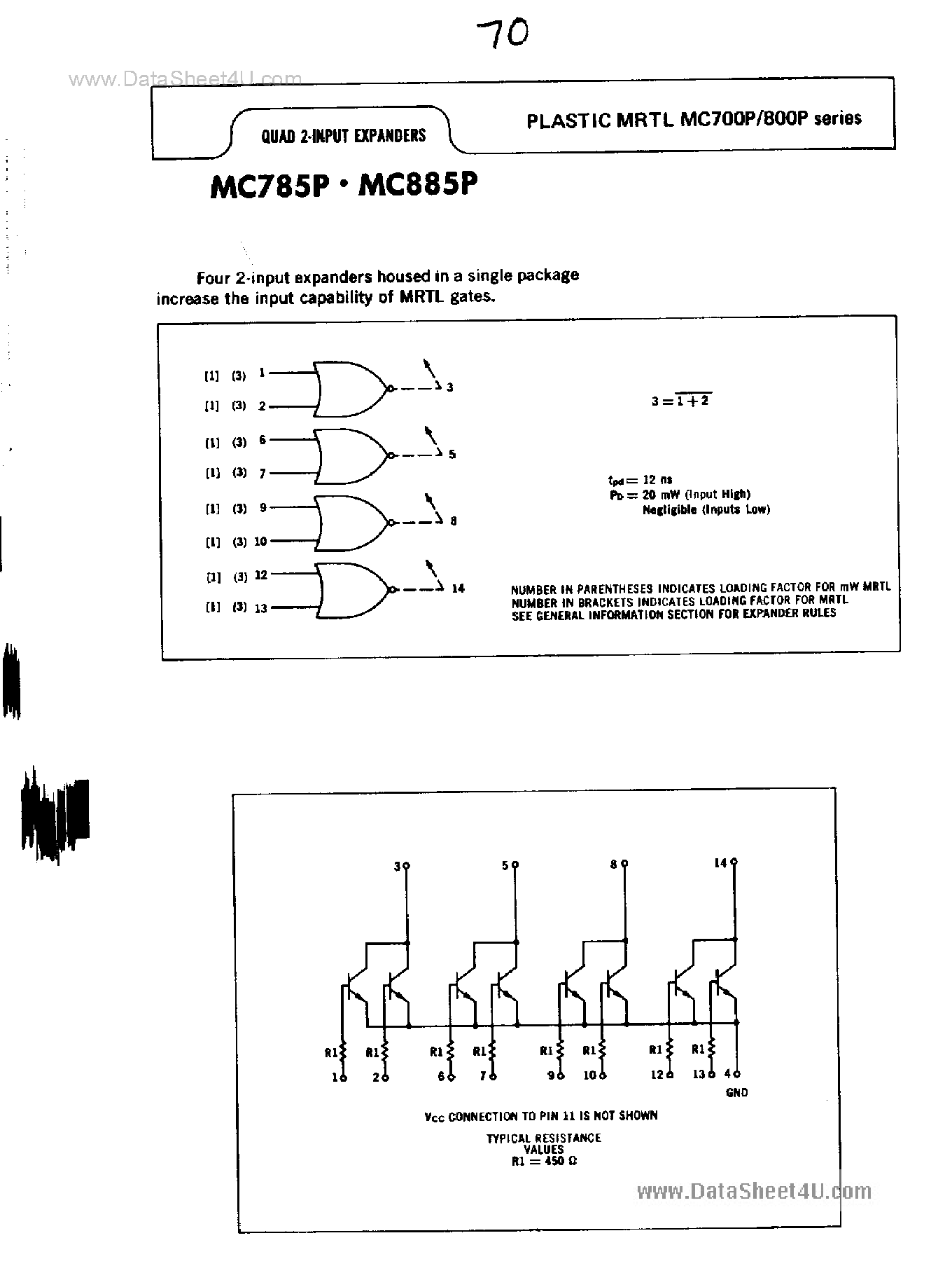 Datasheet MC785P - Quad 2-Input Expanders page 1