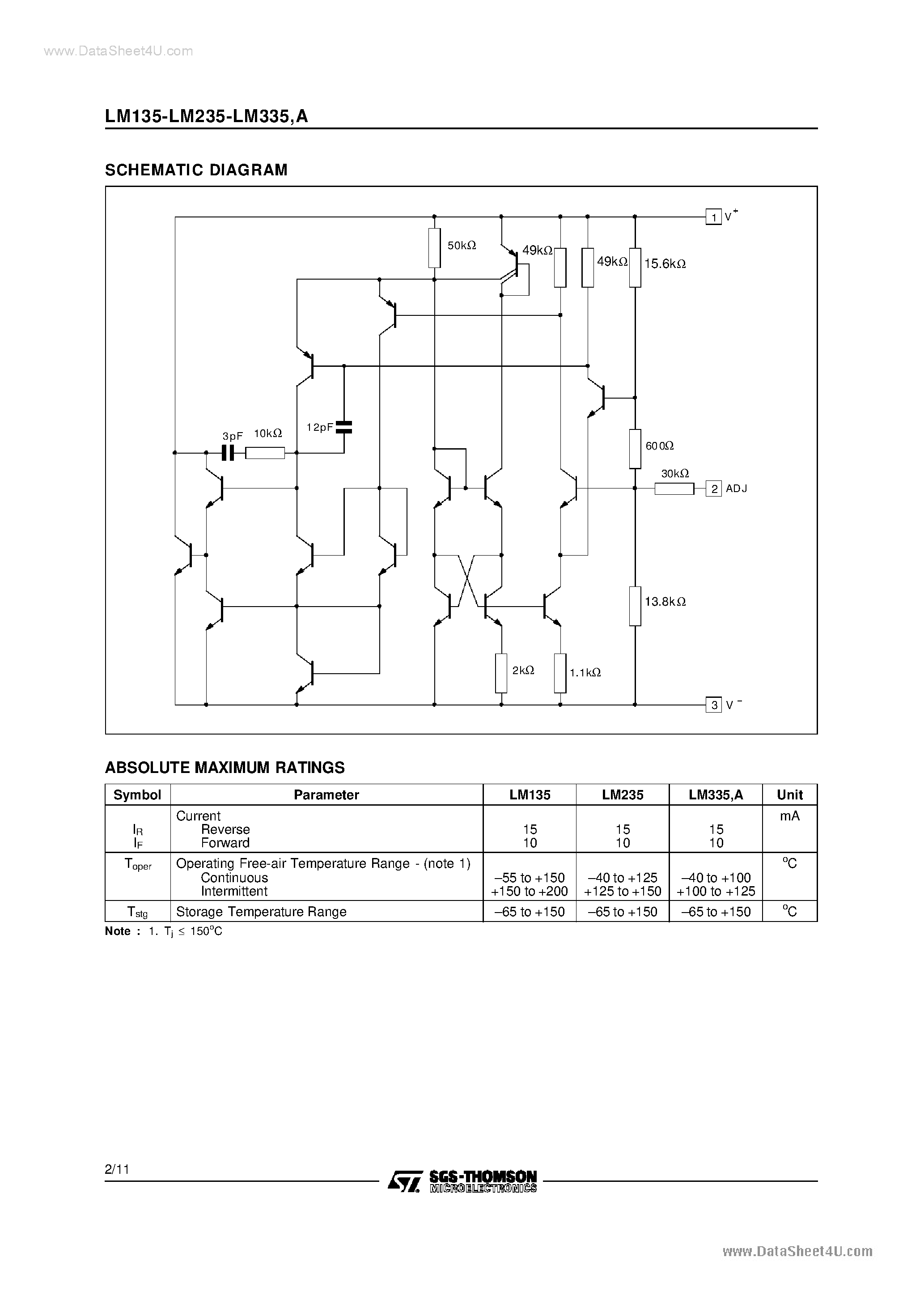 Datasheet LM335 - PRECISION TEMPERATURE SENSORS page 2