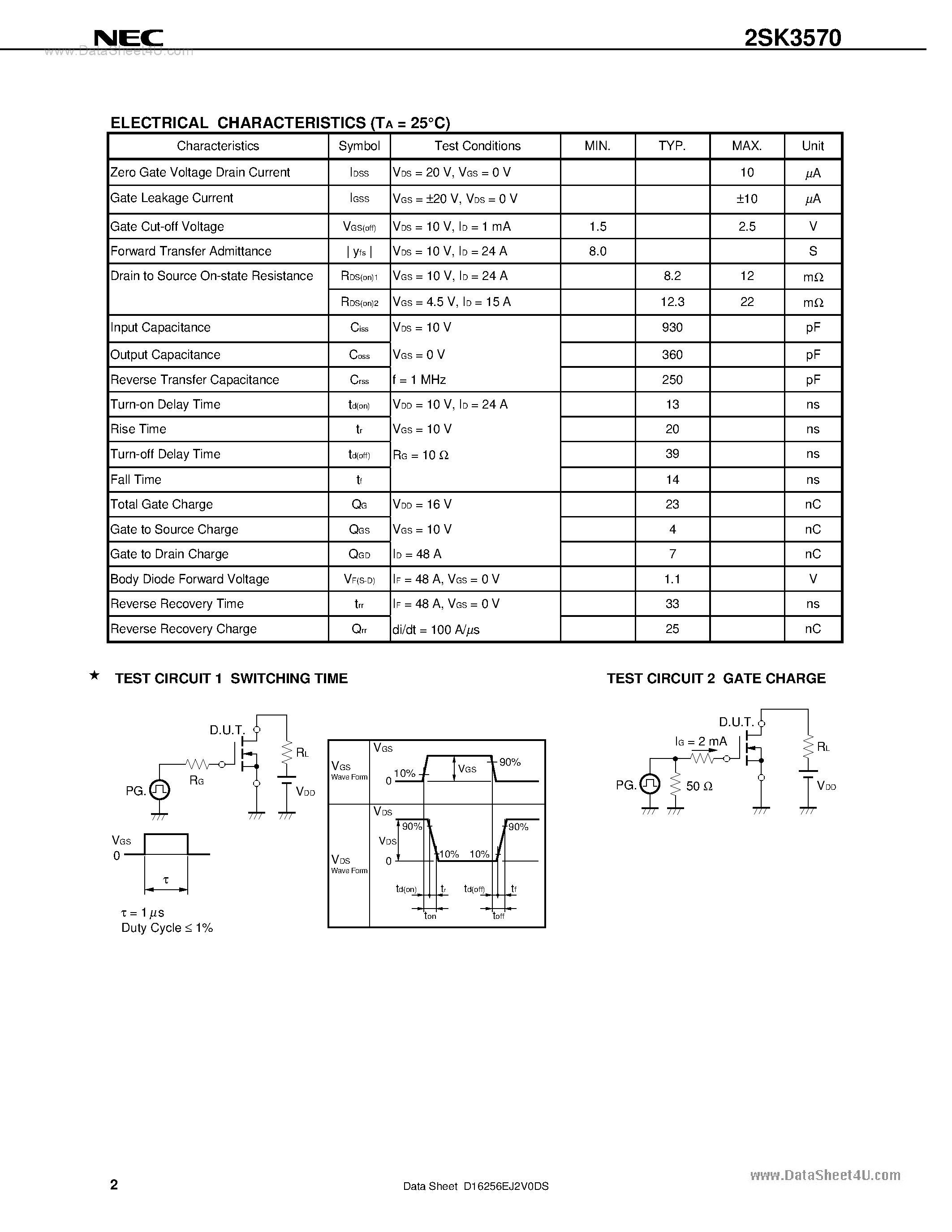 Datasheet K3570 - Search -----> 2SK3570 page 2