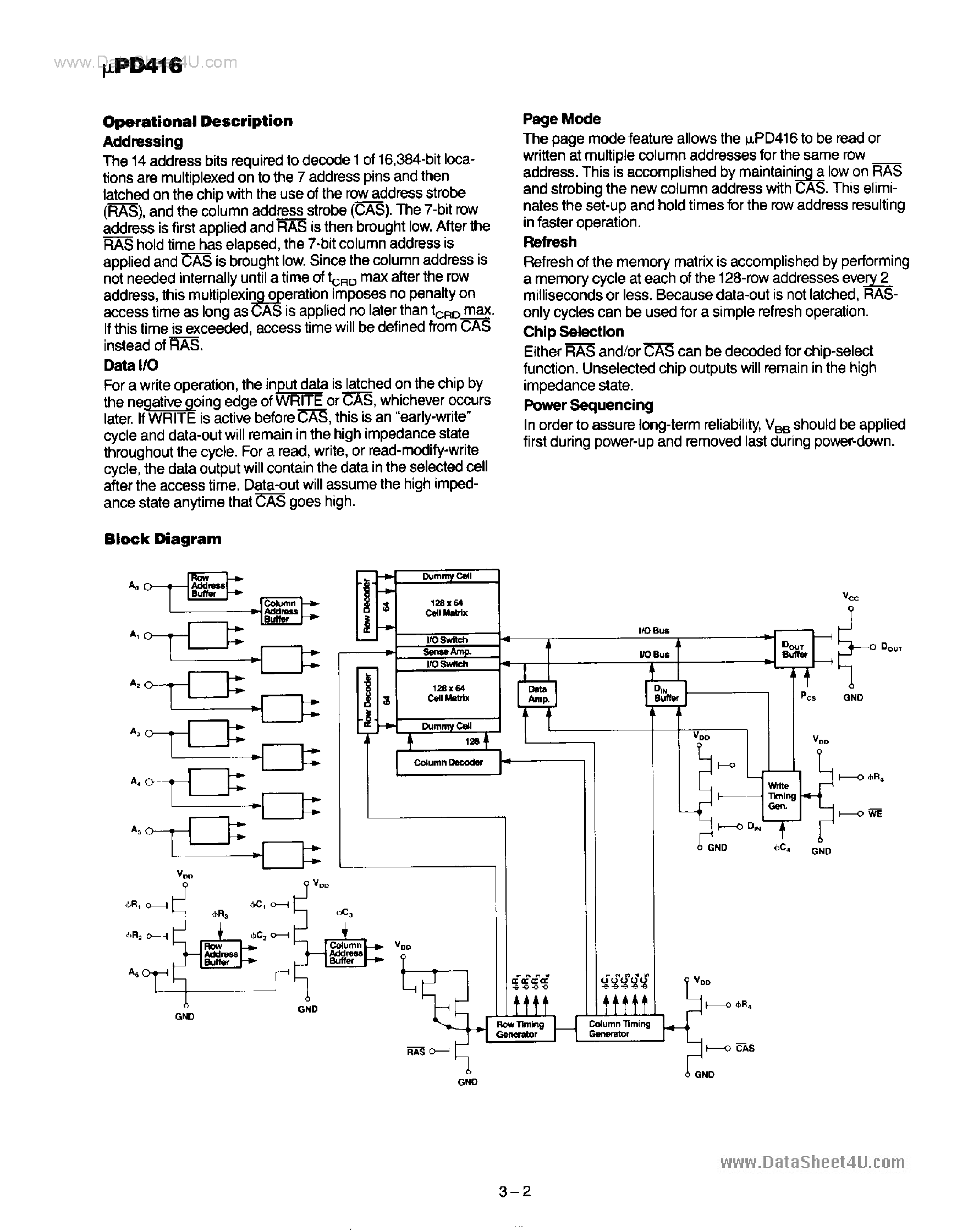 Даташит UPD416 - 16384 X 1-Bit Dynamic NMOS RAM страница 2