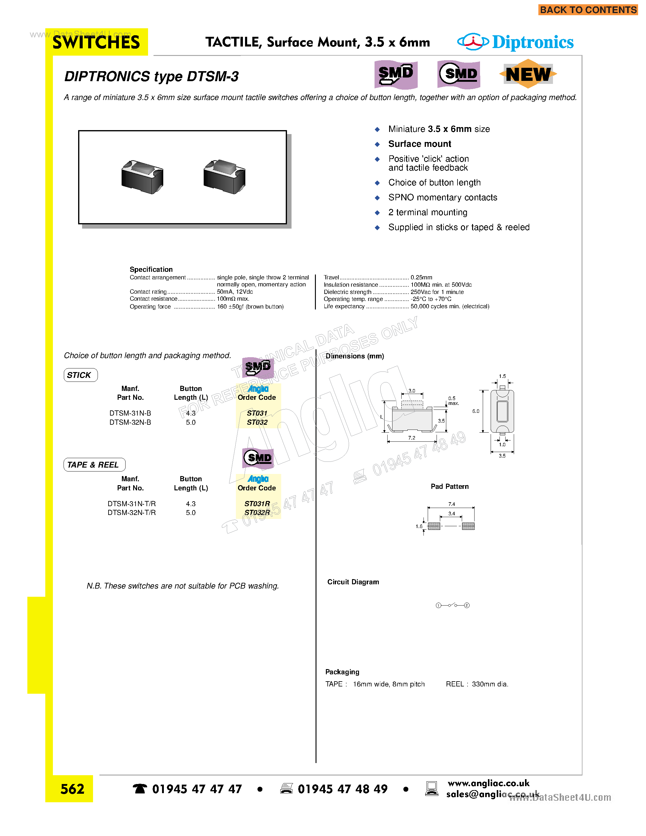 Даташит DTS-3 - (DTSxx) Round Button страница 2