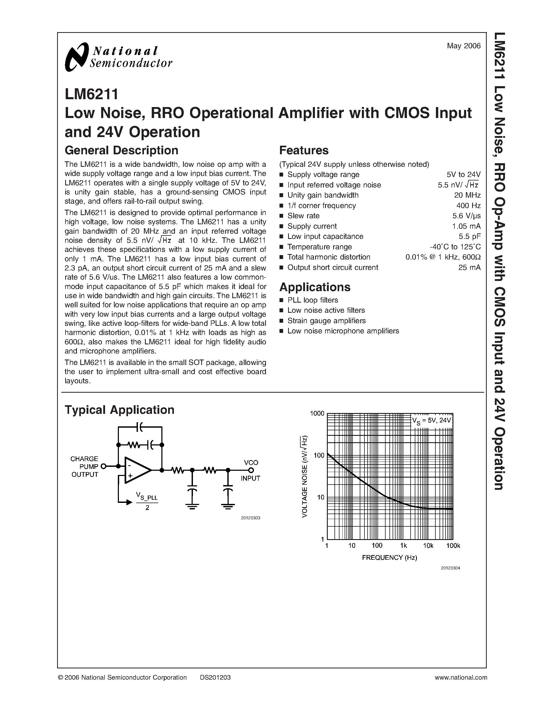 Datasheet LM6211 - RRO Operational Amplifier page 1