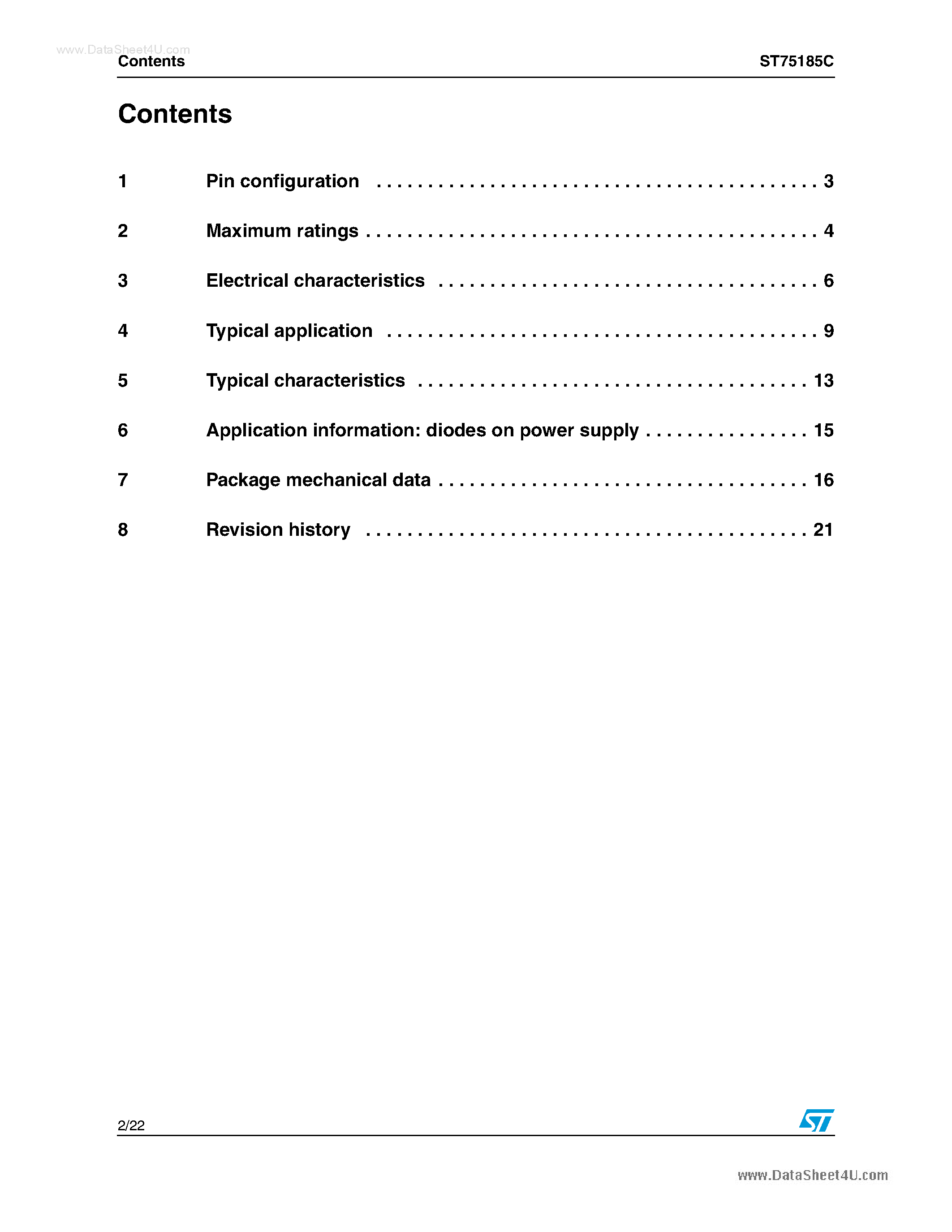 Даташит ST75185C - Multiple RS-232 Drivers страница 2