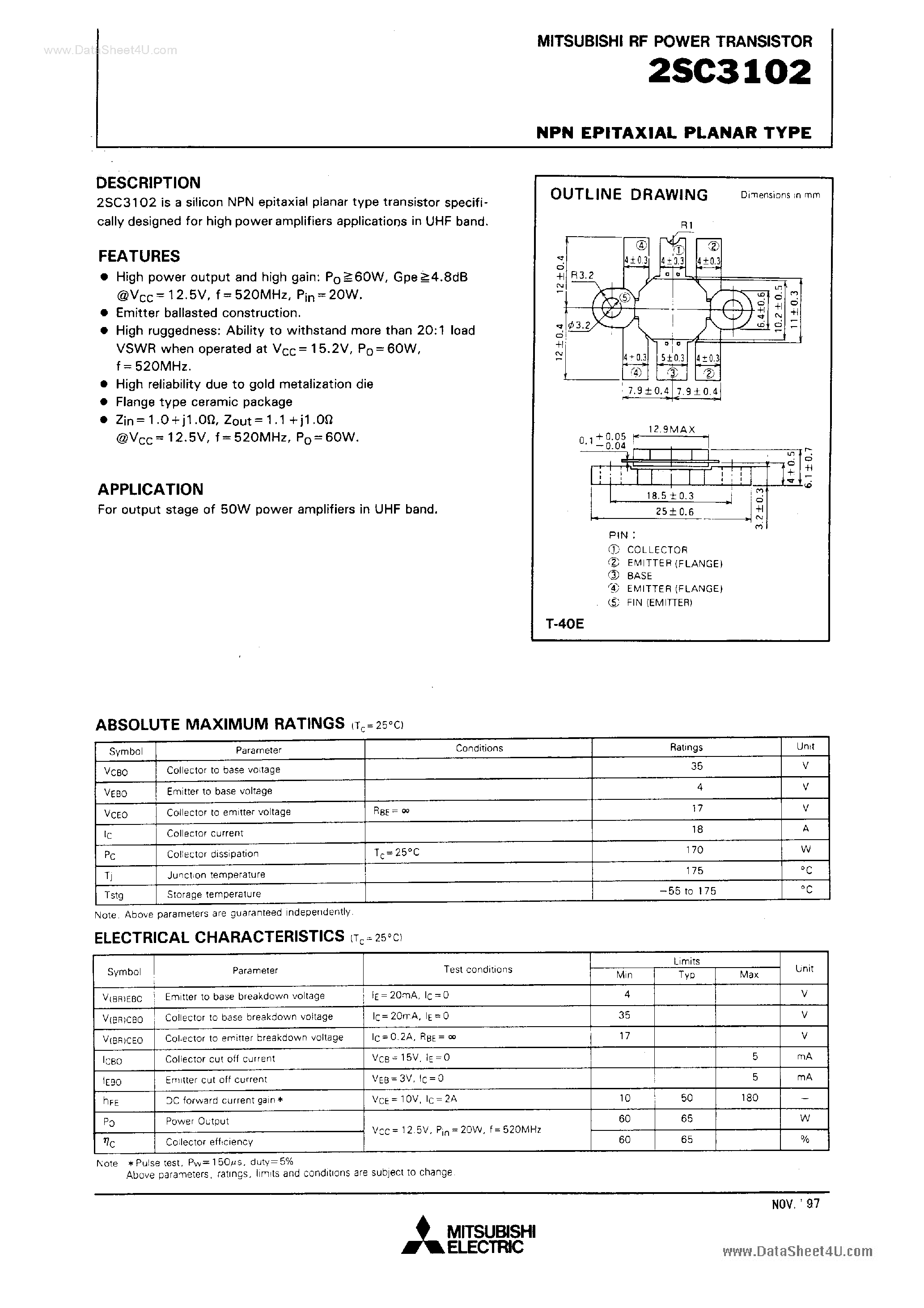 Даташит C3102 - Search -----> 2SC3102 страница 1