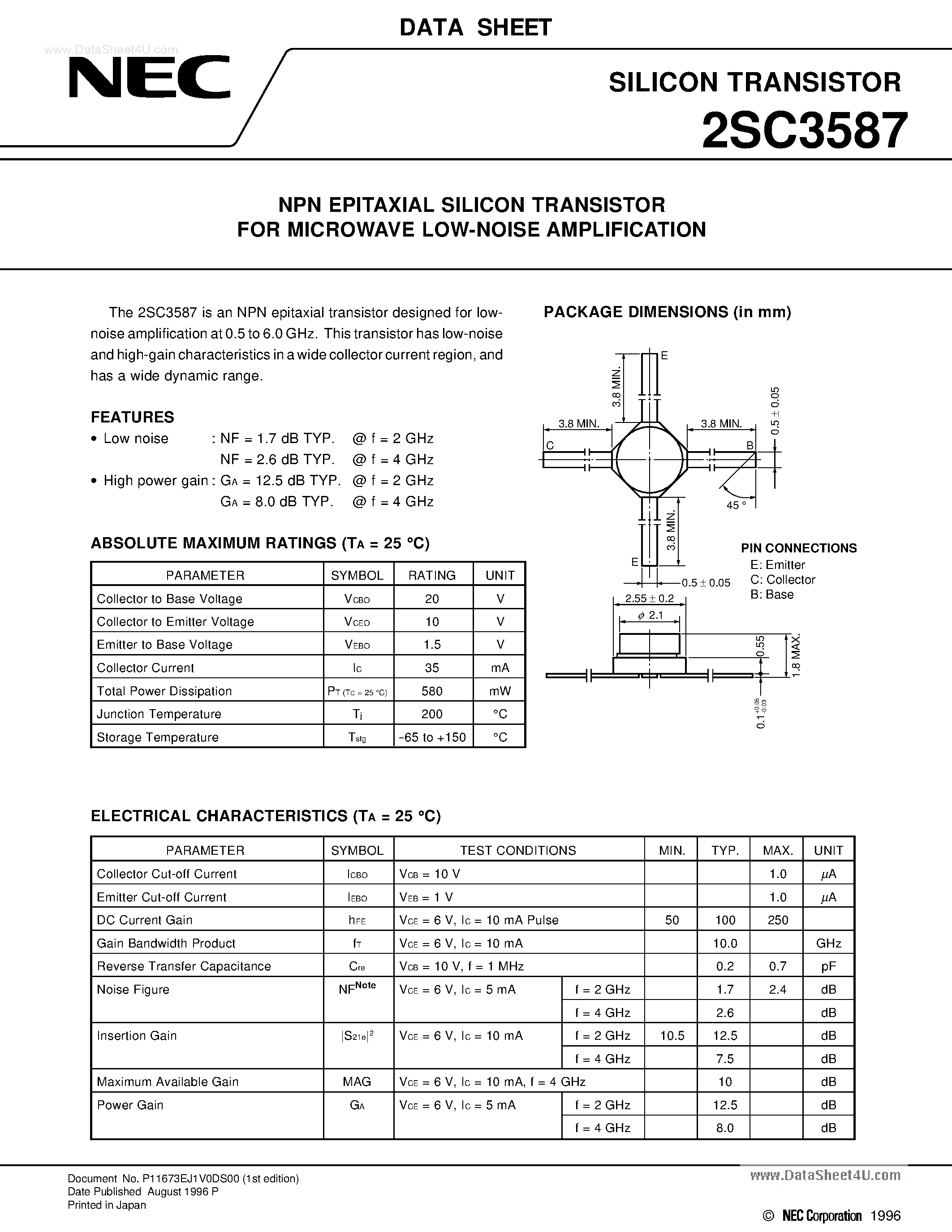 Datasheet C3587 - Search -----> 2SC3587 page 1