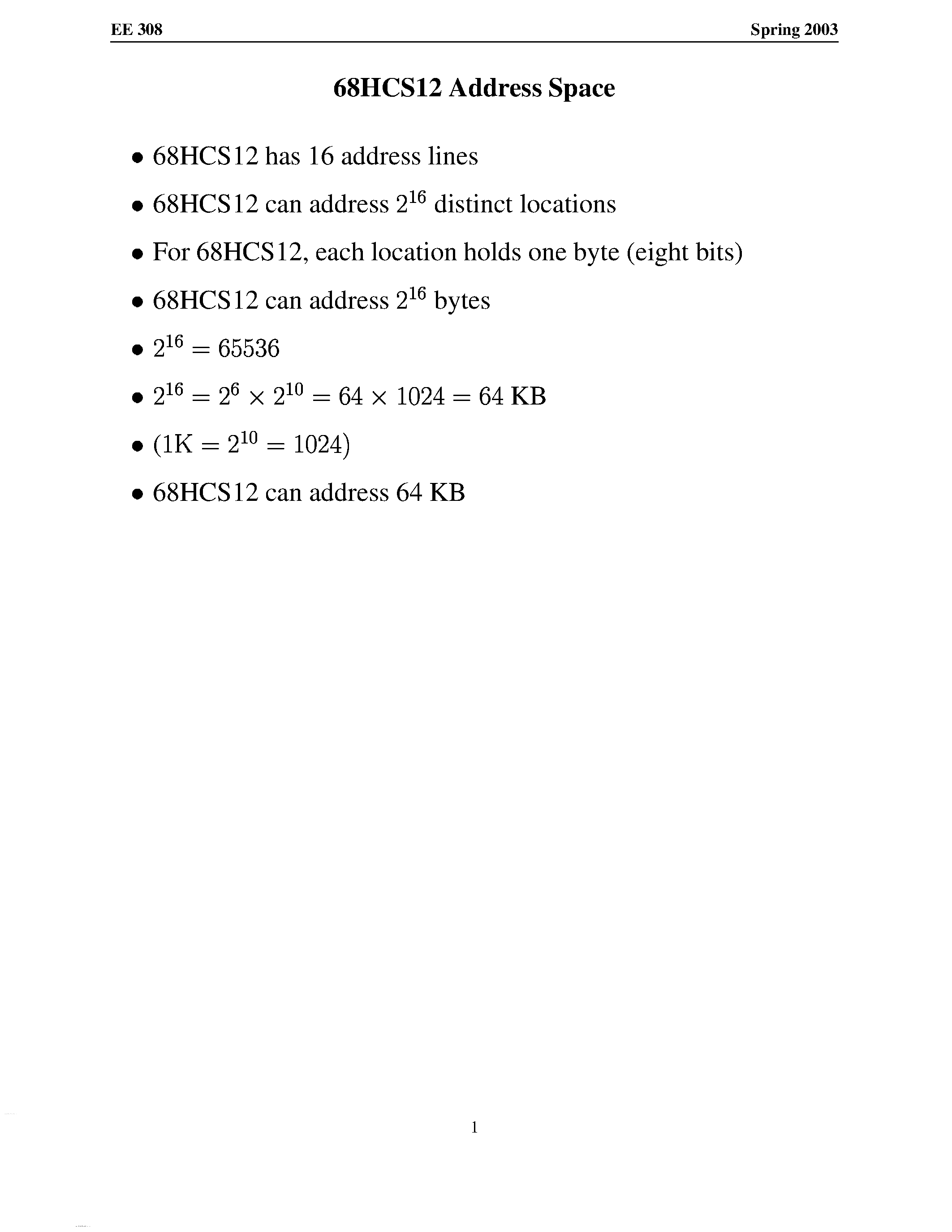 Datasheet 68HCS12 - Address Space page 1