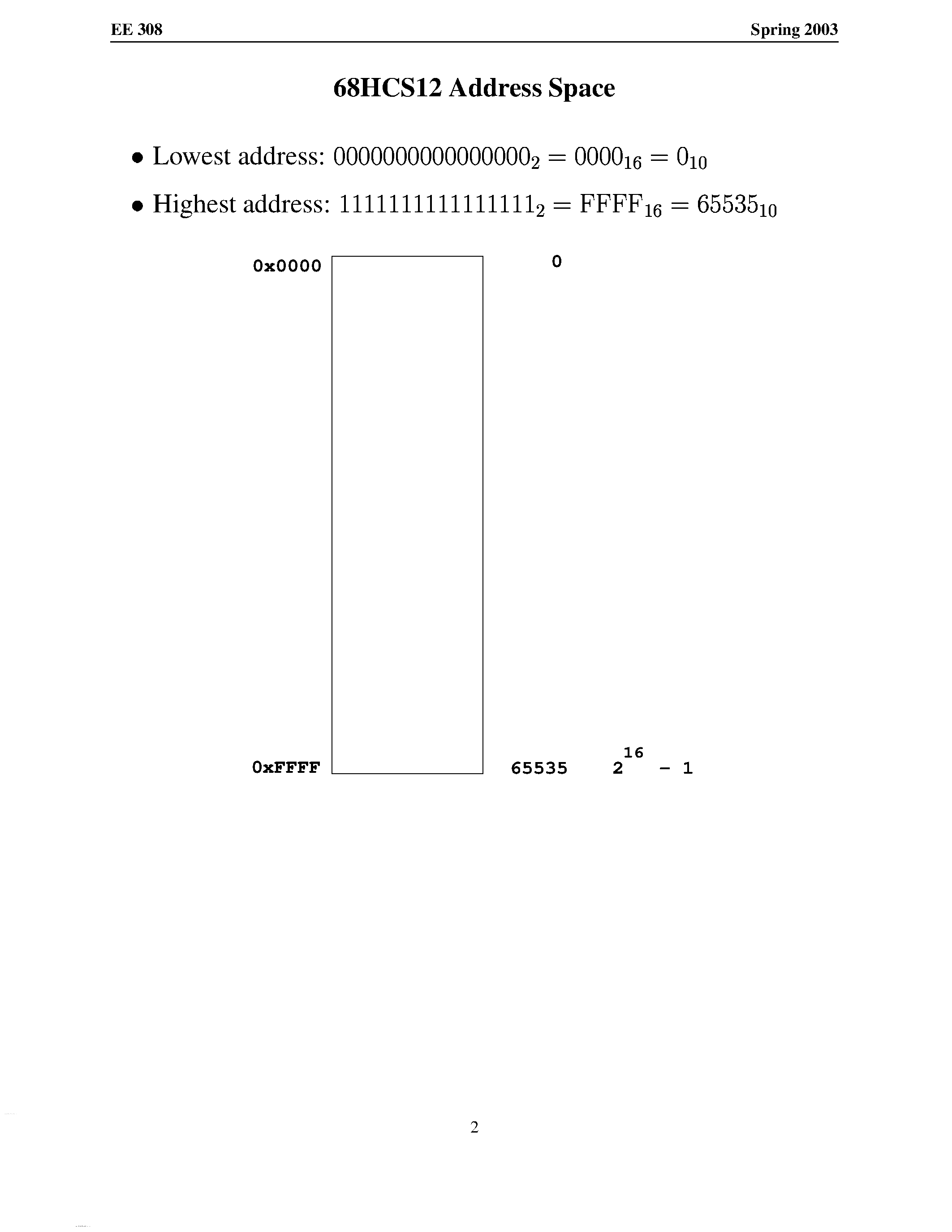 Datasheet 68HCS12 - Address Space page 2