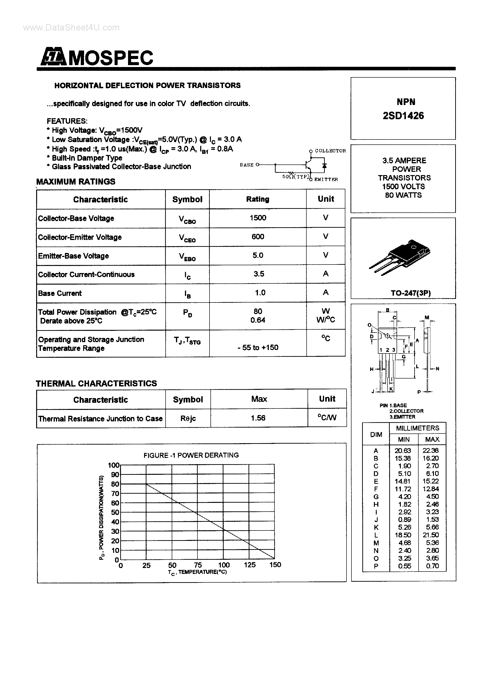 Datasheet D1426 - Search -----> 2SD1426 page 1