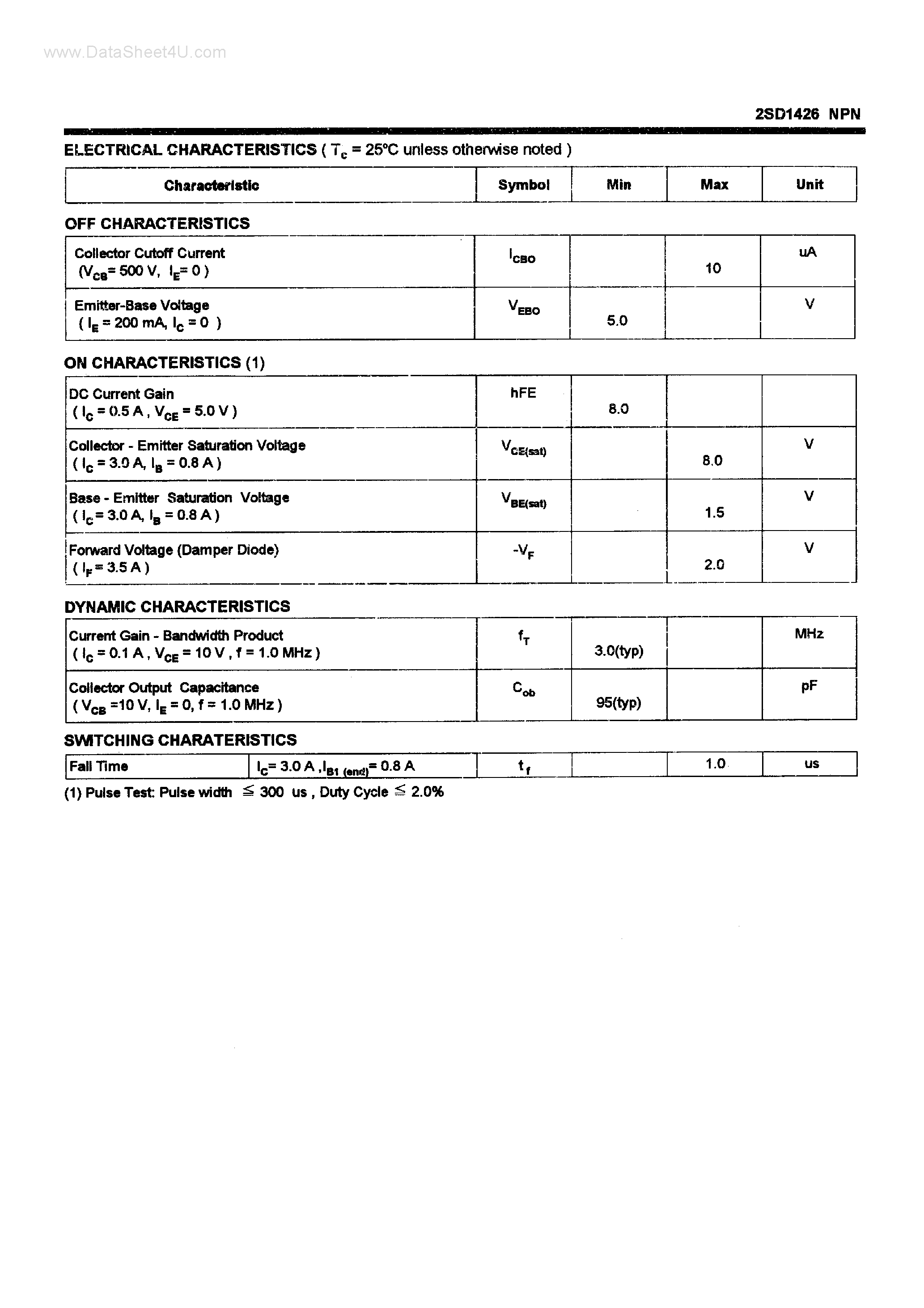 Datasheet D1426 - Search -----> 2SD1426 page 2