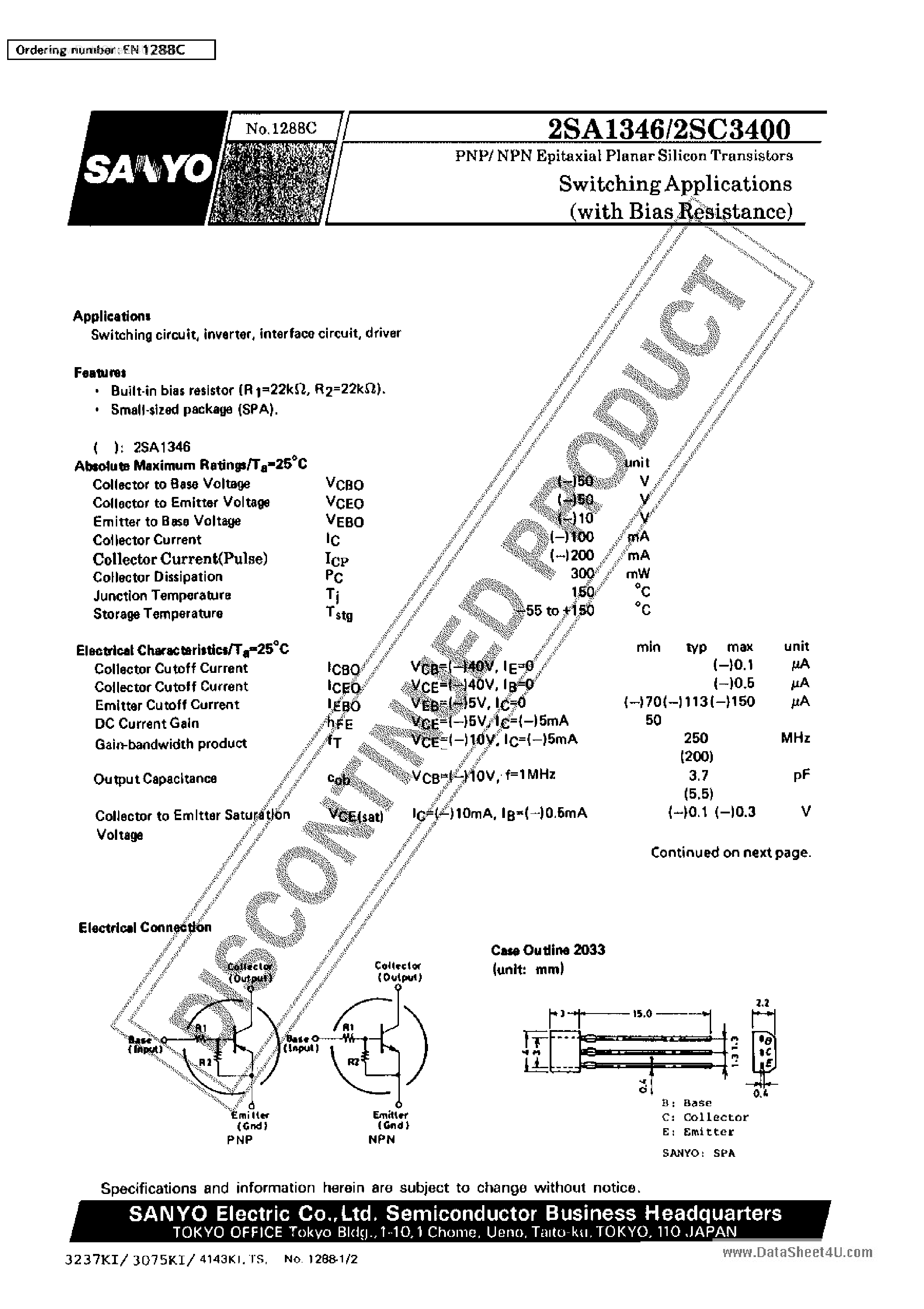 Datasheet C3400 - Search -----> 2SC3400 page 1