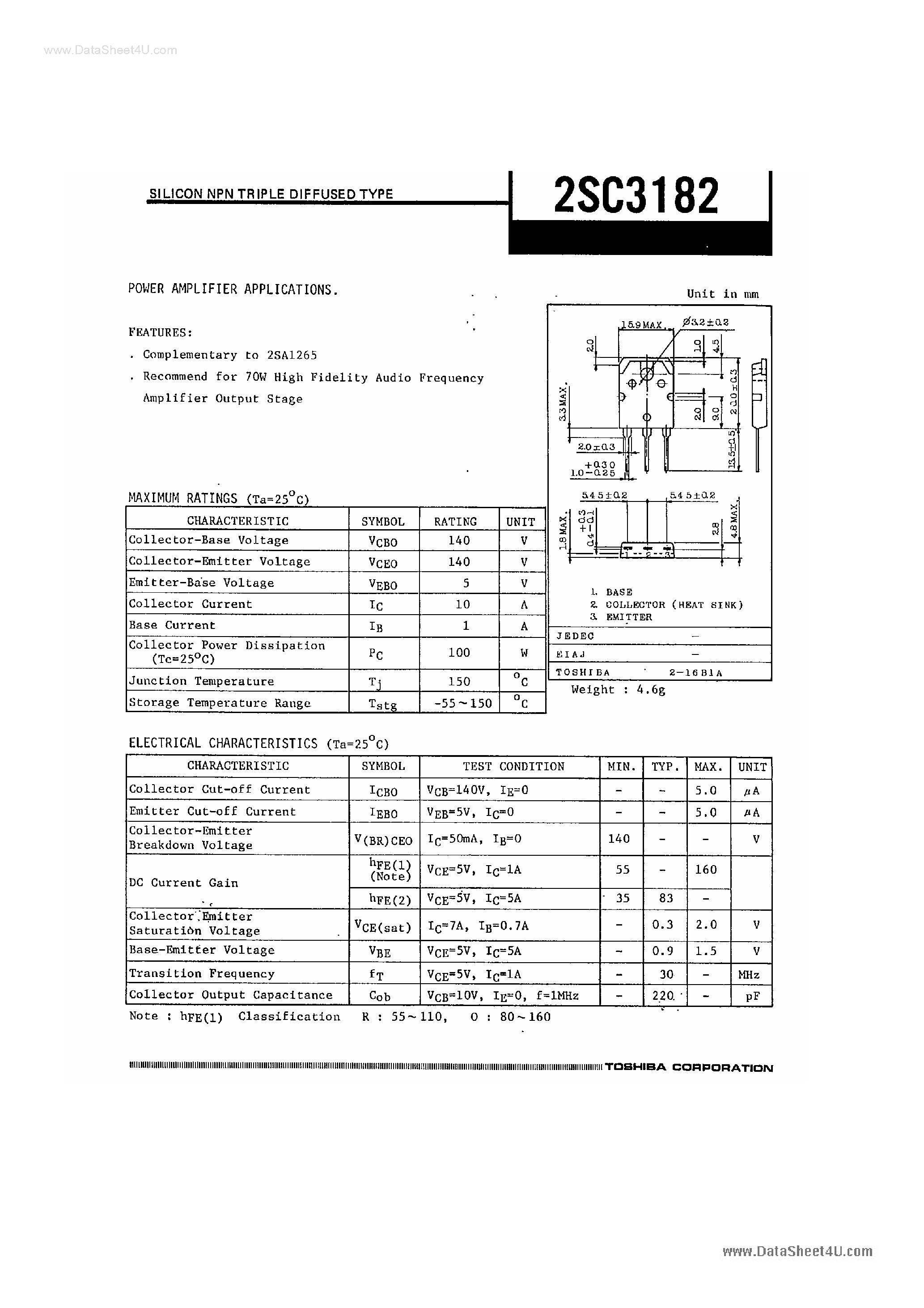 Даташит C3182 - Search -----> 2SC3182 страница 1