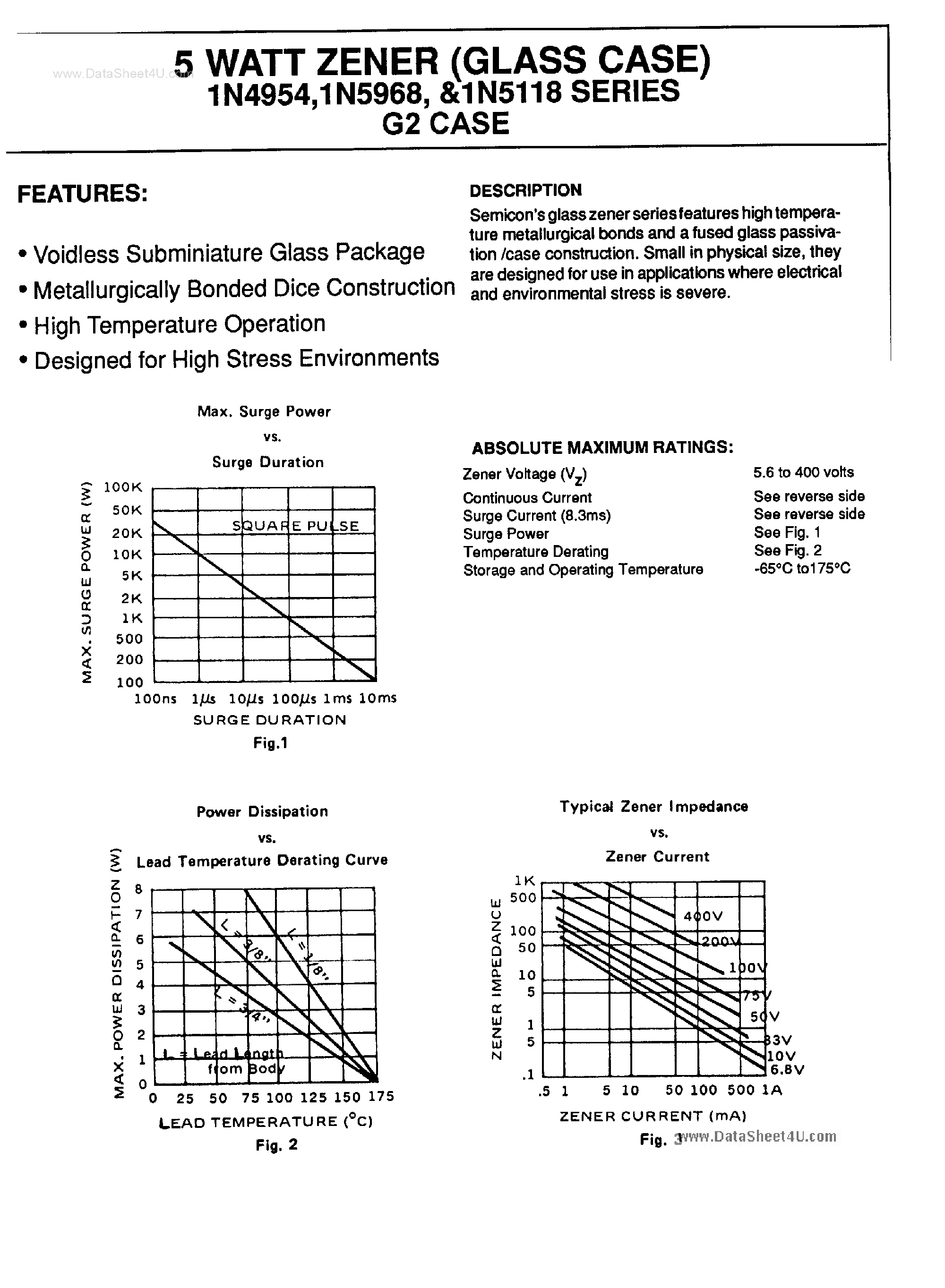 Datasheet 1N5119 - (1N5xxx) 5W Zener page 1