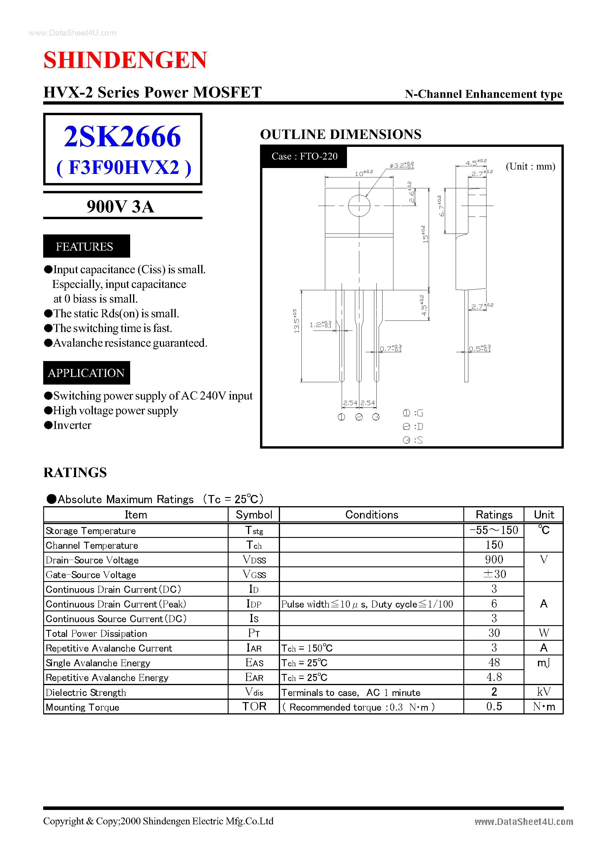 Datasheet K2666 - Search -----> 2SK2666 page 1