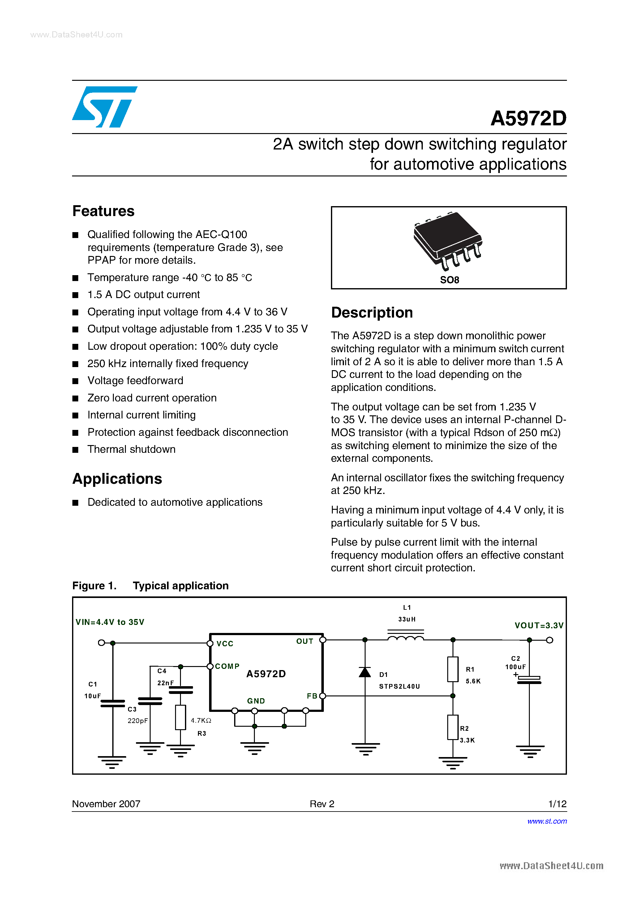 Datasheet A5972D - 2A switch step down switching regulator page 1