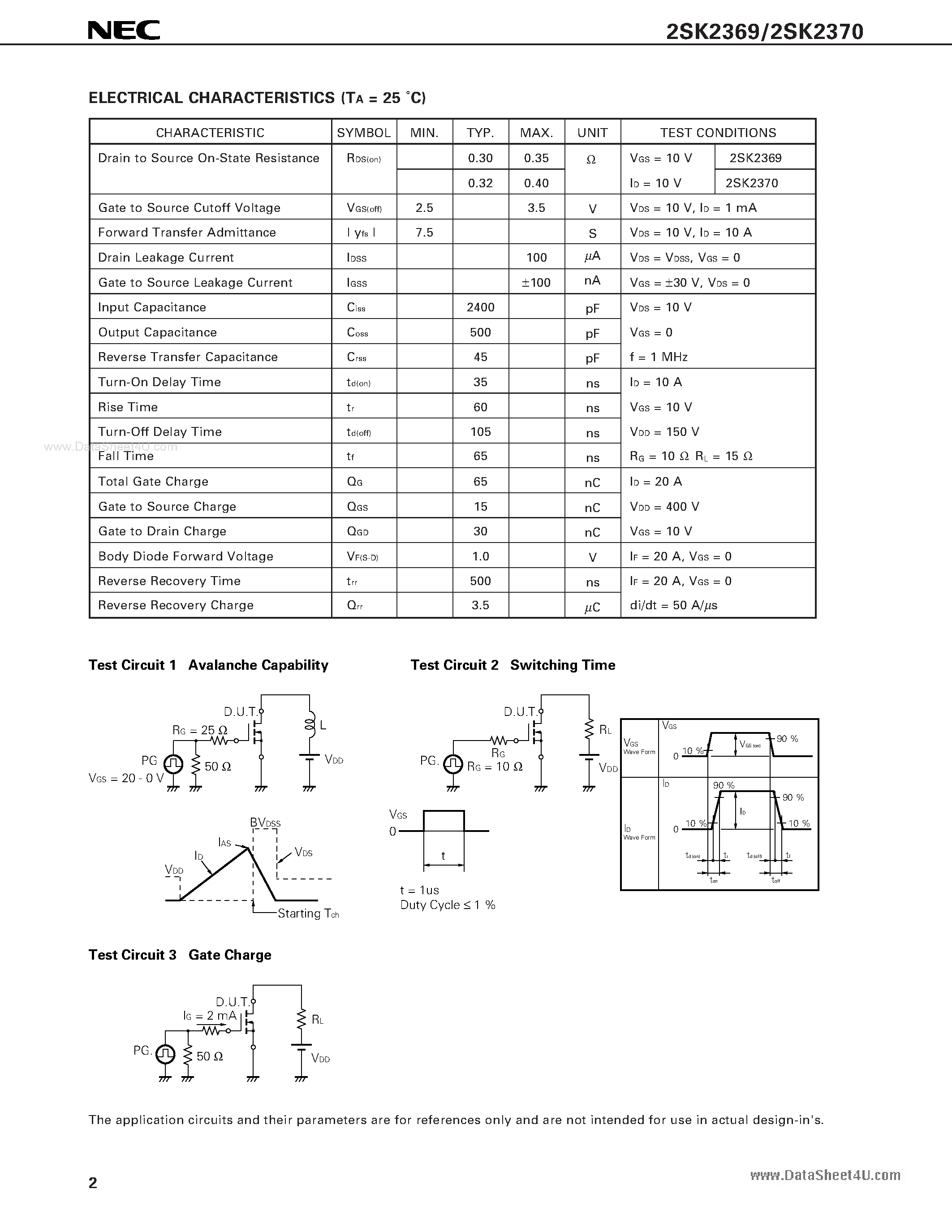 Datasheet K2370 - Search -----> 2SK2370 page 2