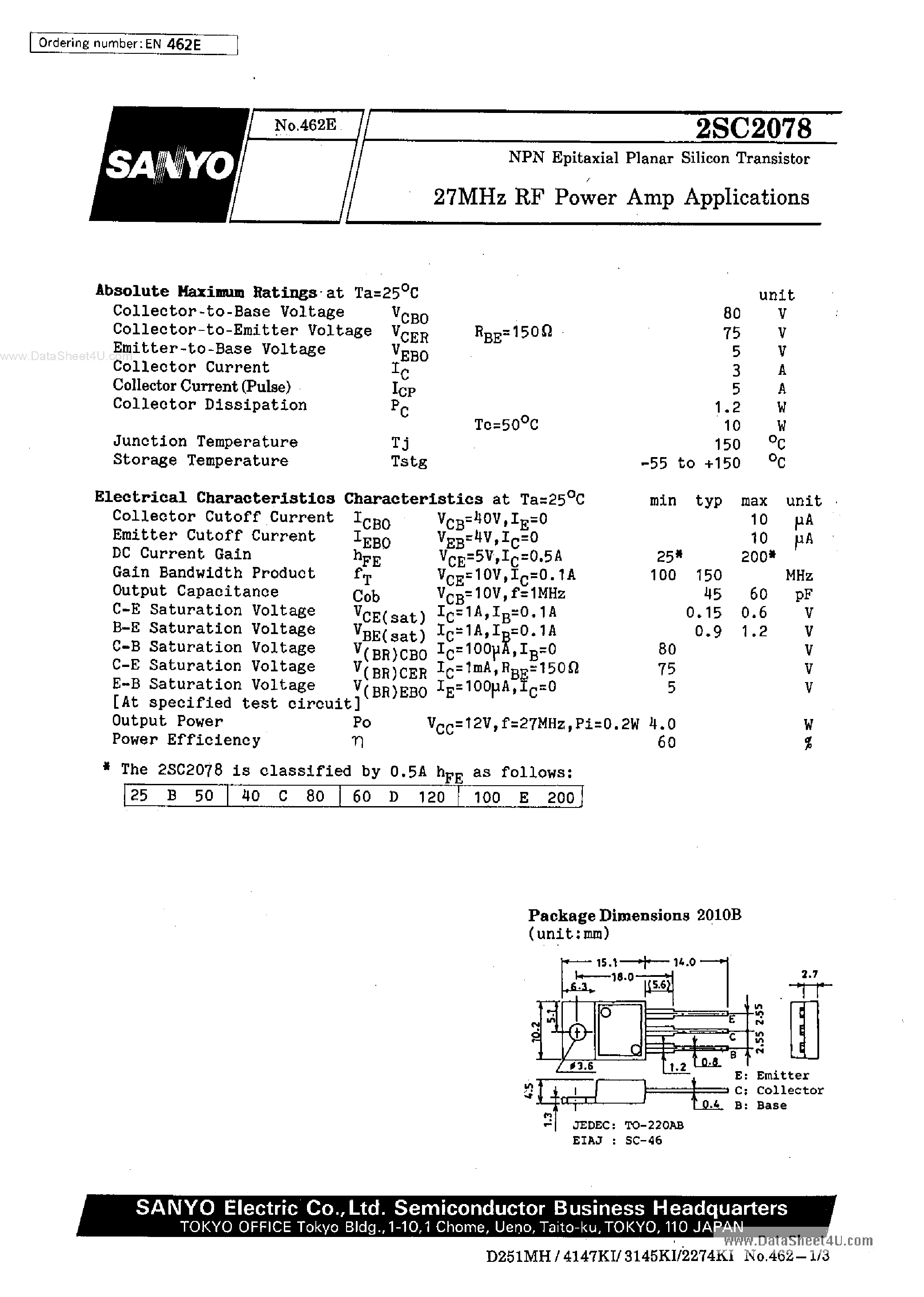 Datasheet C2078 - Search -----> 2SC2078 page 1