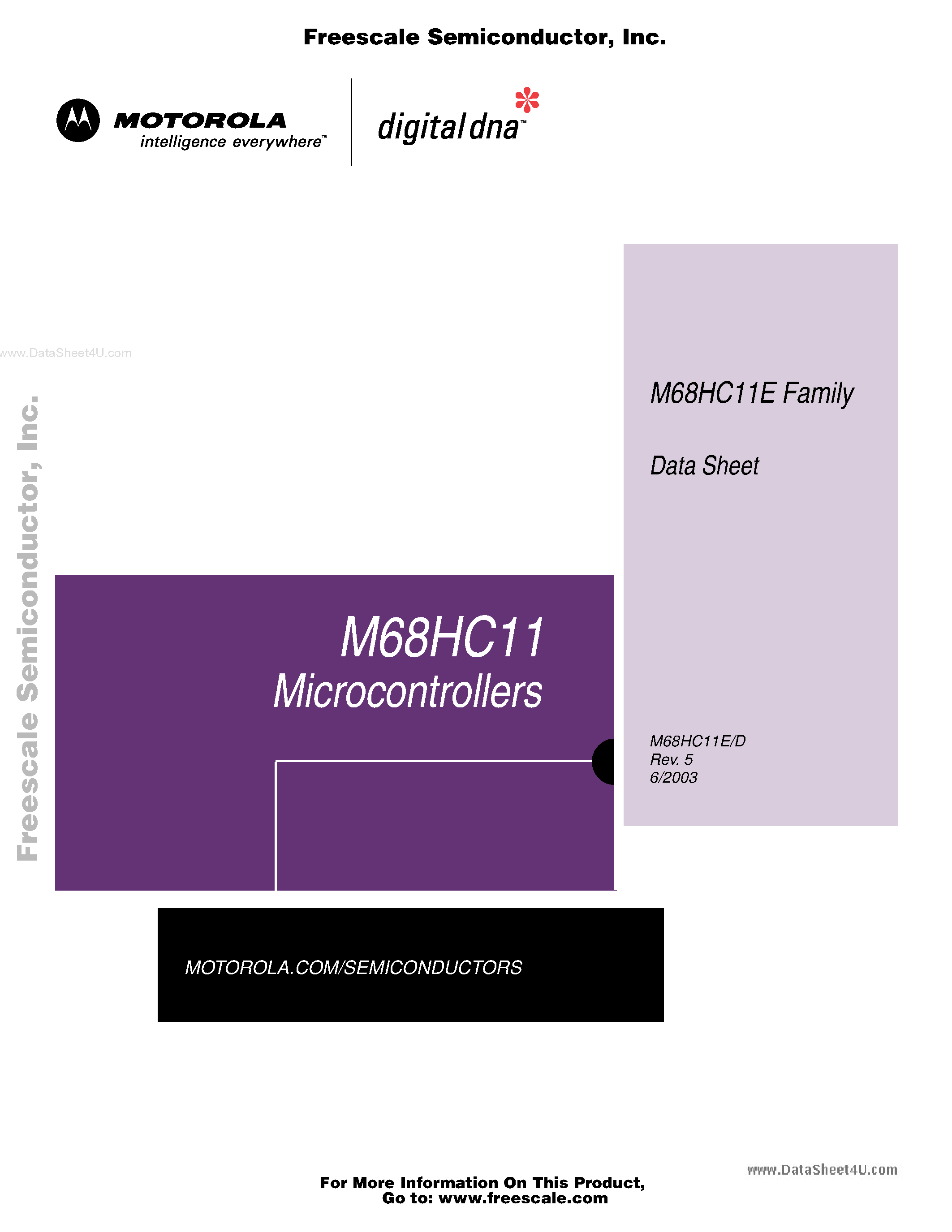 Datasheet MC68SEC811E - 8-bit analog-to-digital (A/D) converter page 1