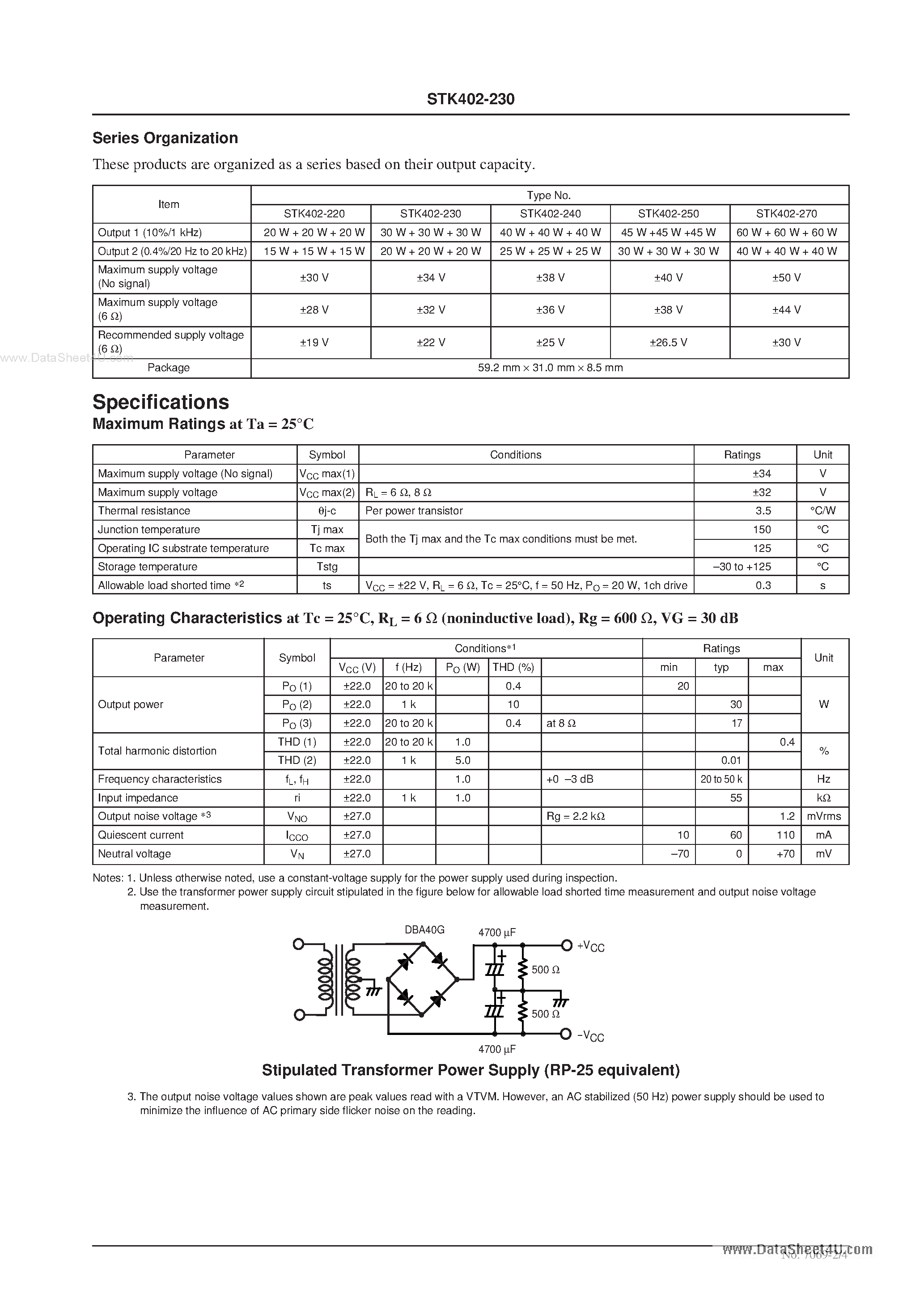 Datasheet STK402-230 - af Power Amplifier page 2