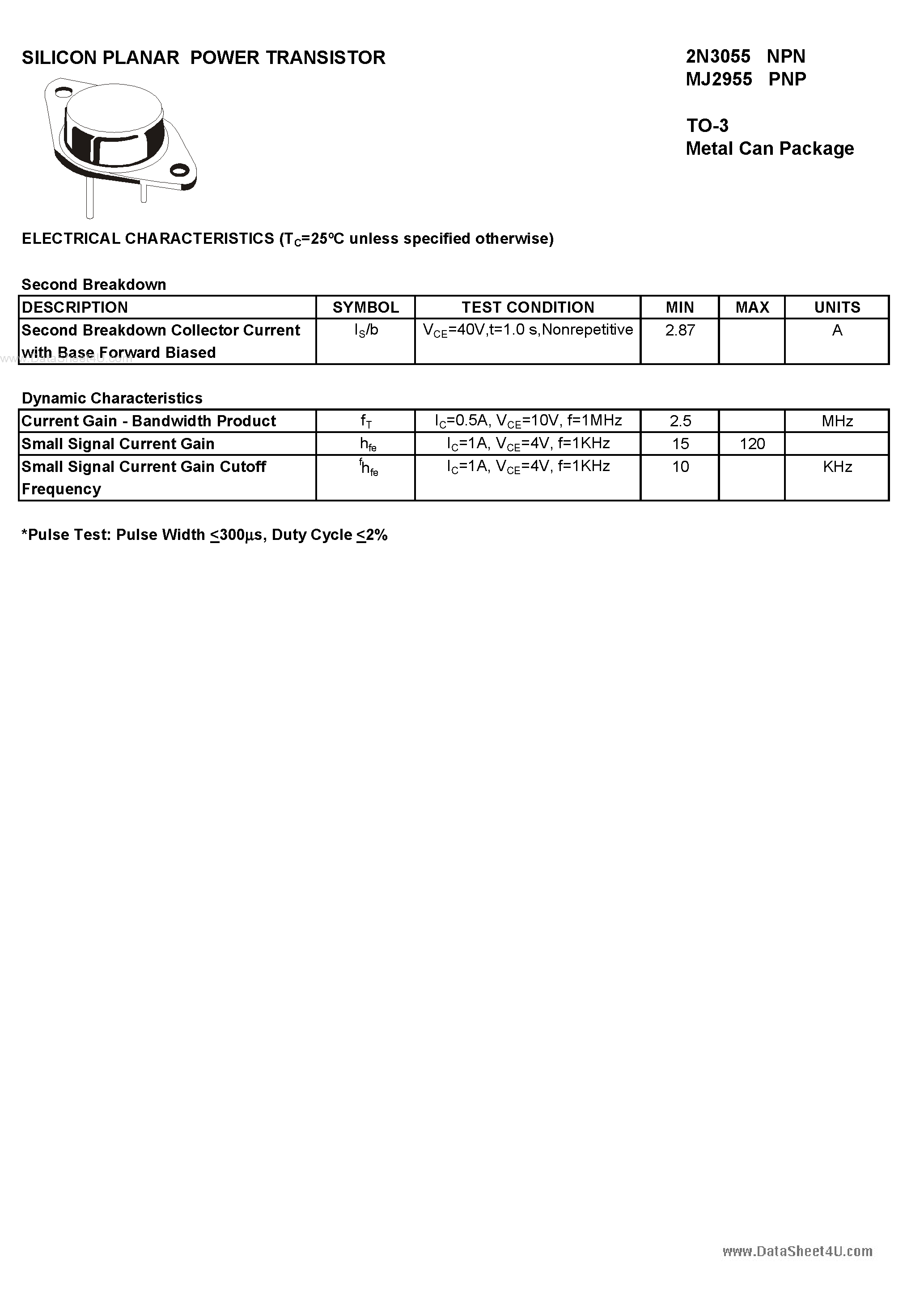 Даташит 2N3055 - SILICON PLANAR POWER TRANSISTORS страница 2