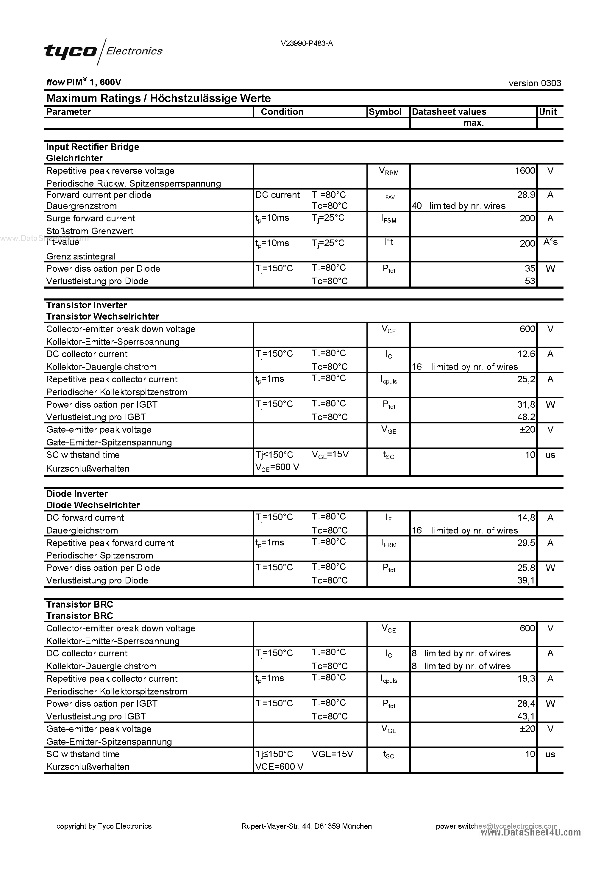 Даташит V23990-P483-A - Flow PIM 1 страница 1