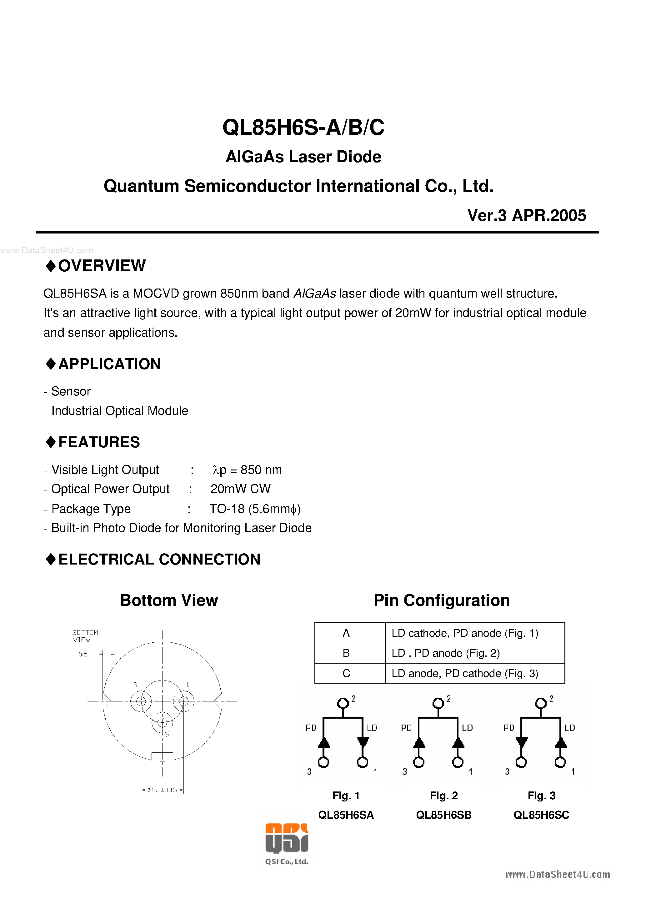 Datasheet QL85H6S-A - Laser Diode page 2