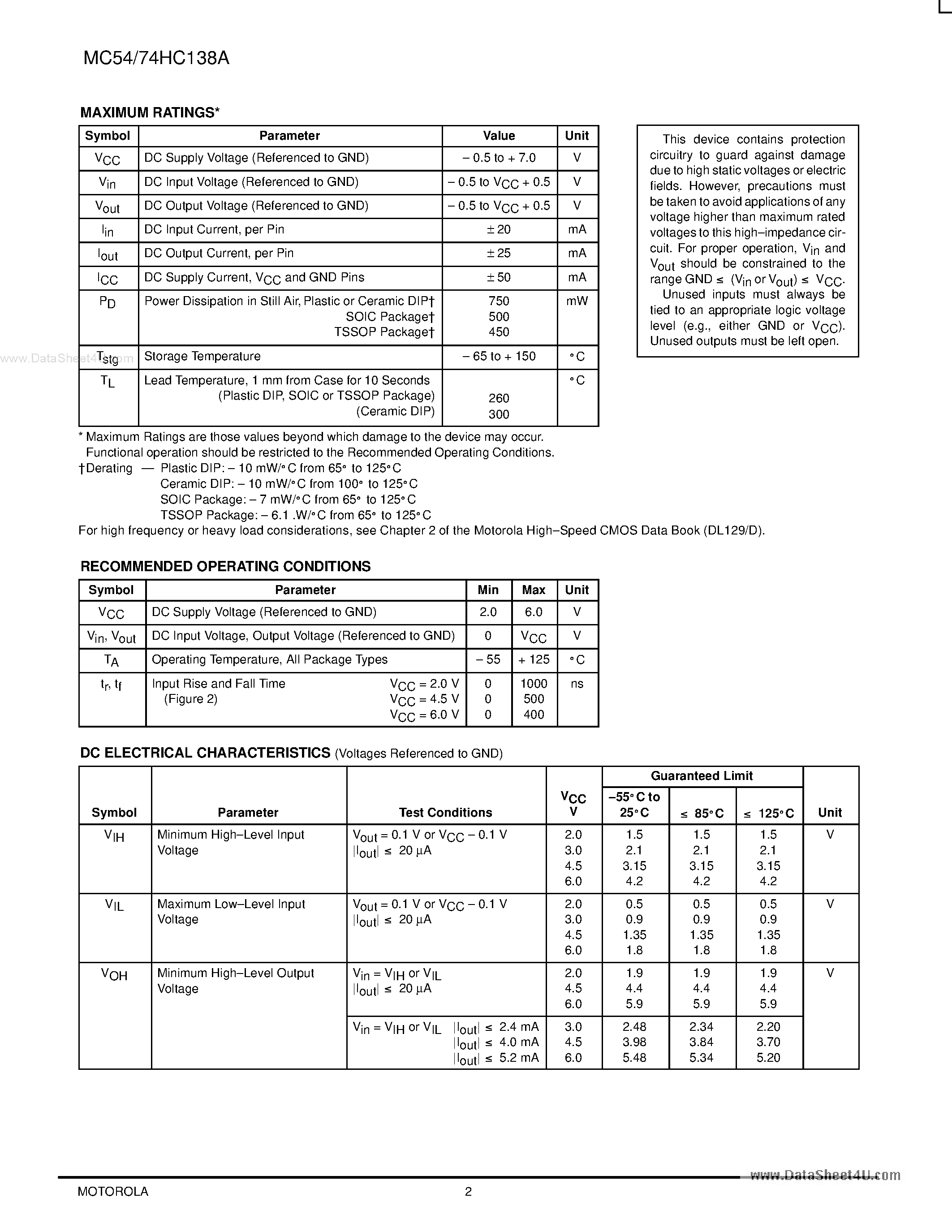 Datasheet 74HC138A - 1-OF-8 DECODER / DEMULTIPLEXER page 2