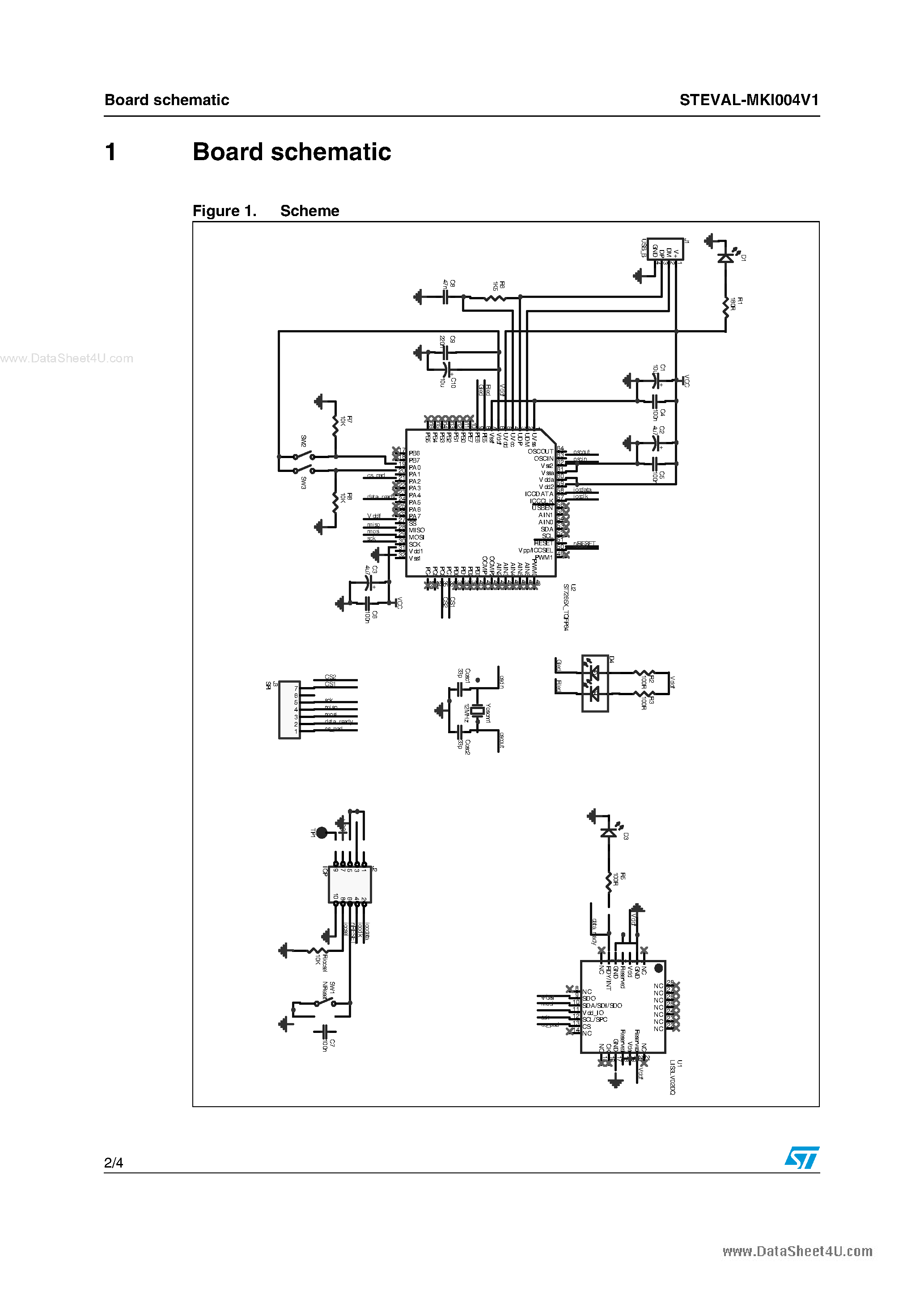 Даташит STEVAL-MKI004V1 - digital output low voltage linear accelerometer evaluation board based страница 2