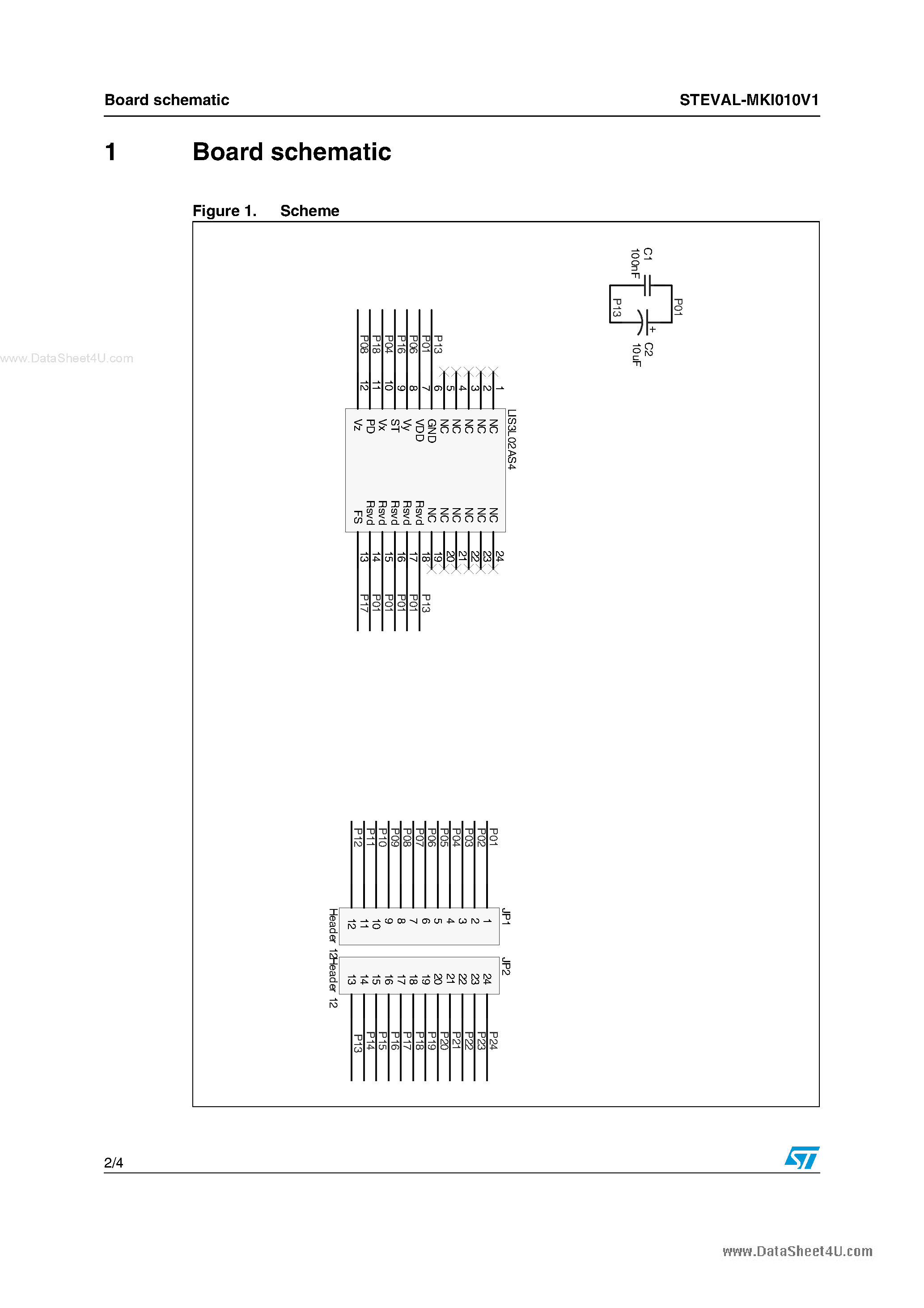 Даташит STEVAL-MKI010V1 - digital output low voltage linear accelerometer evaluation board based страница 2