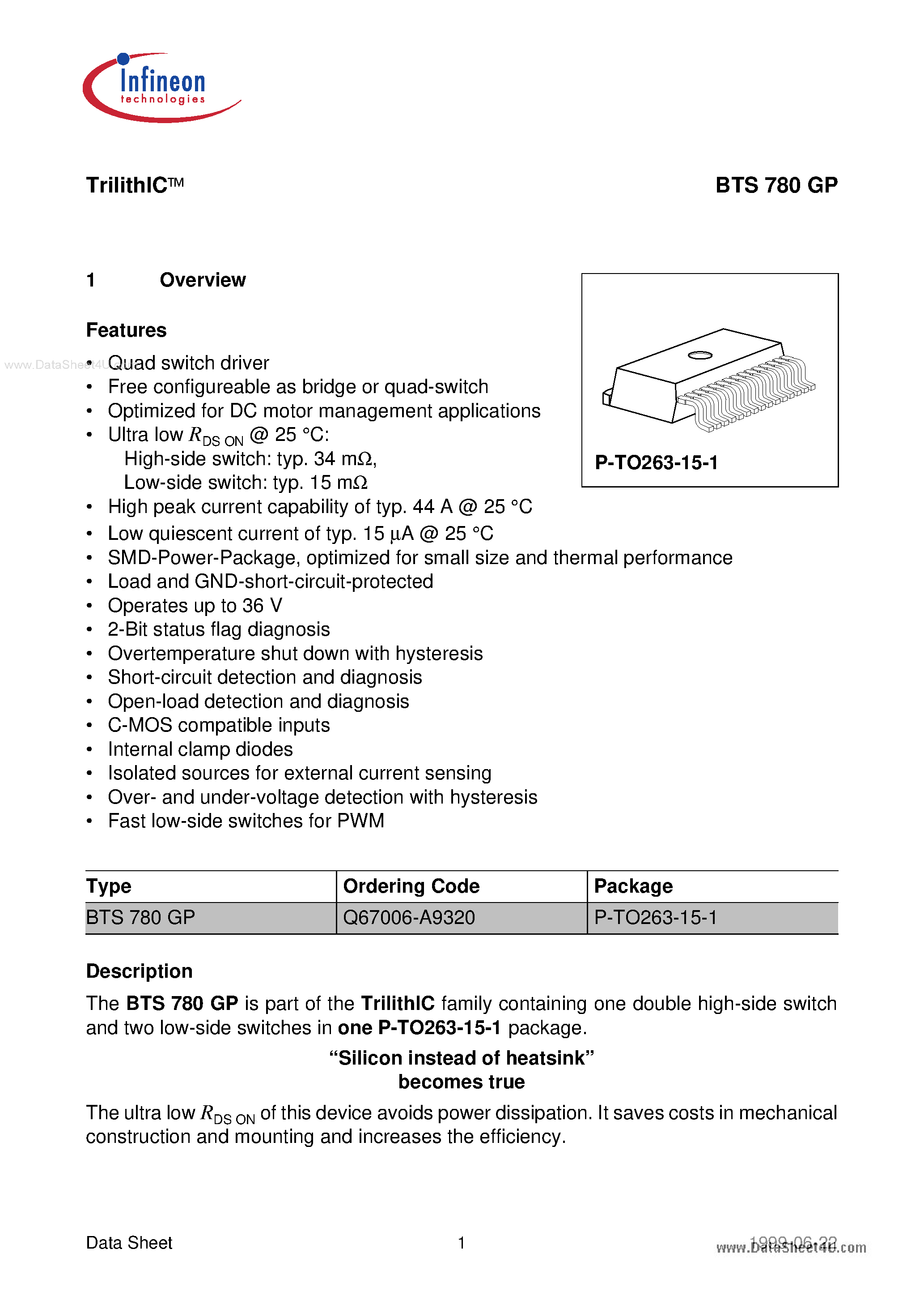 Даташит BTS780GP - H-bridge страница 1