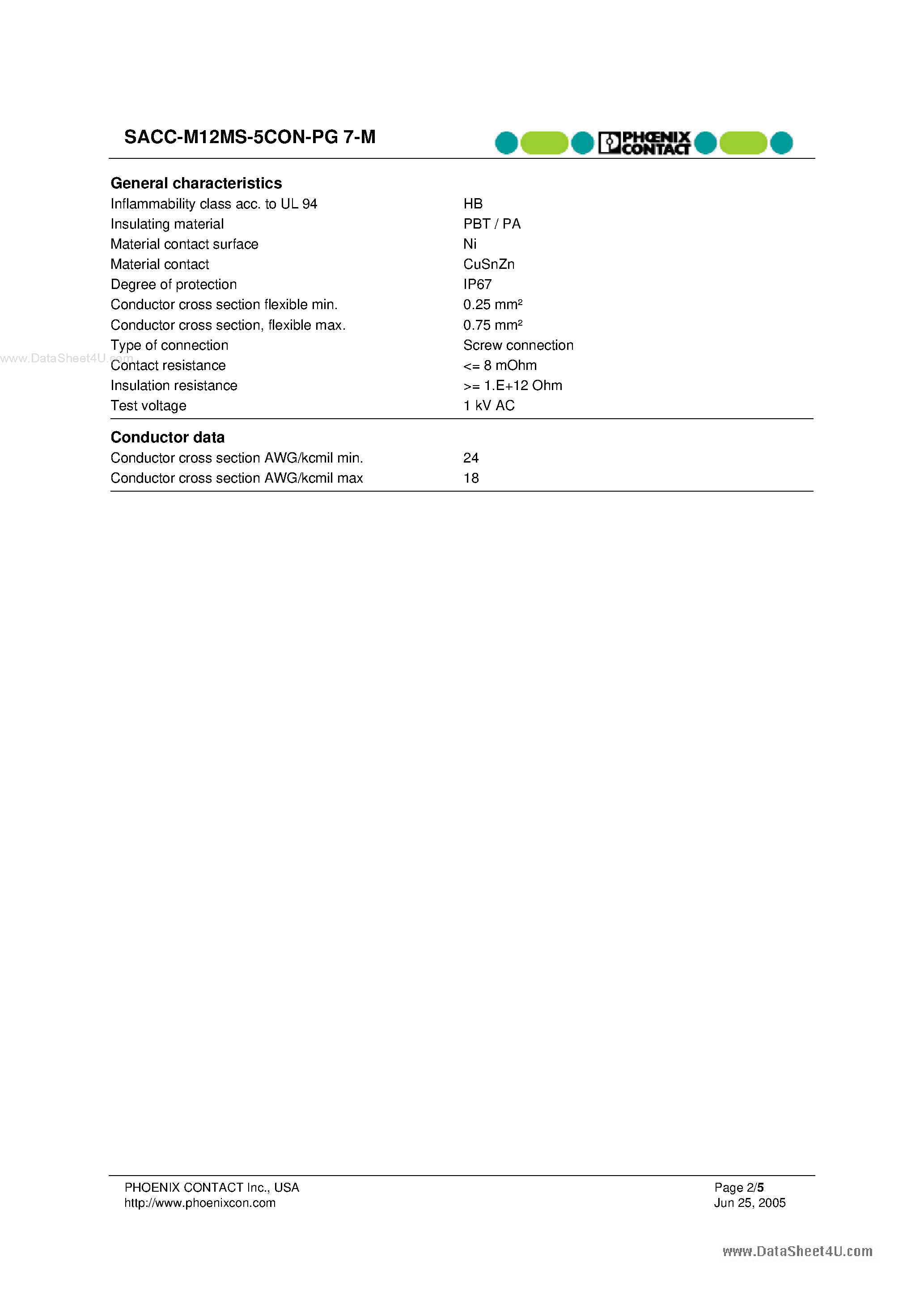 Datasheet M12MS-5CON-PG7-M - Bus Cable page 2