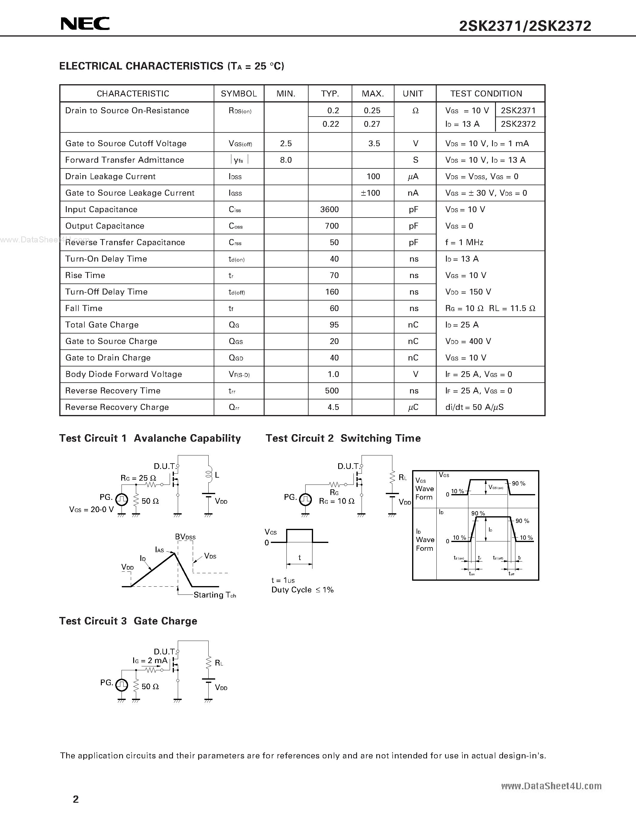 Datasheet K2372 - Search -----> 2SK2372 page 2