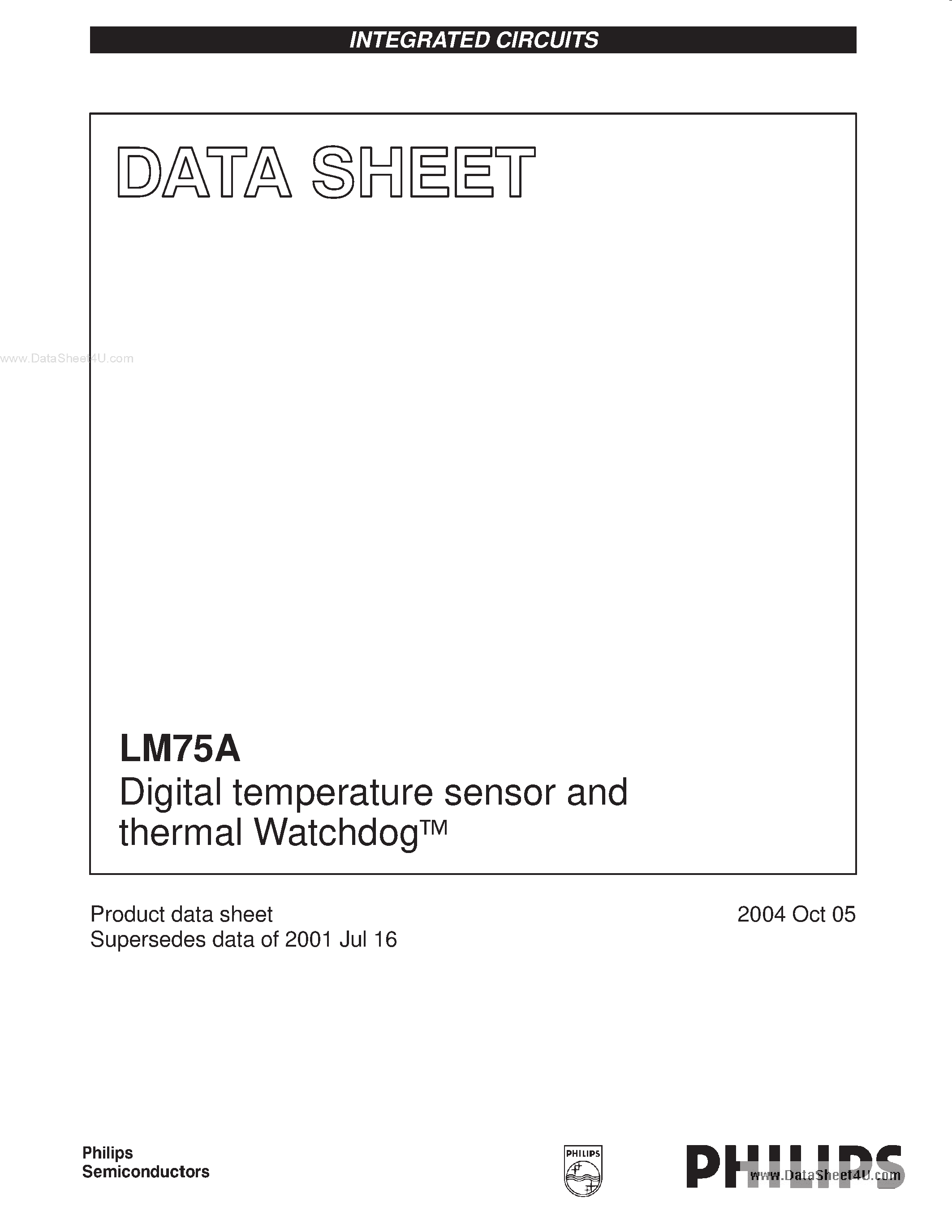 Даташит LM75A - Digital temperature sensor and thermal Watchdog страница 1