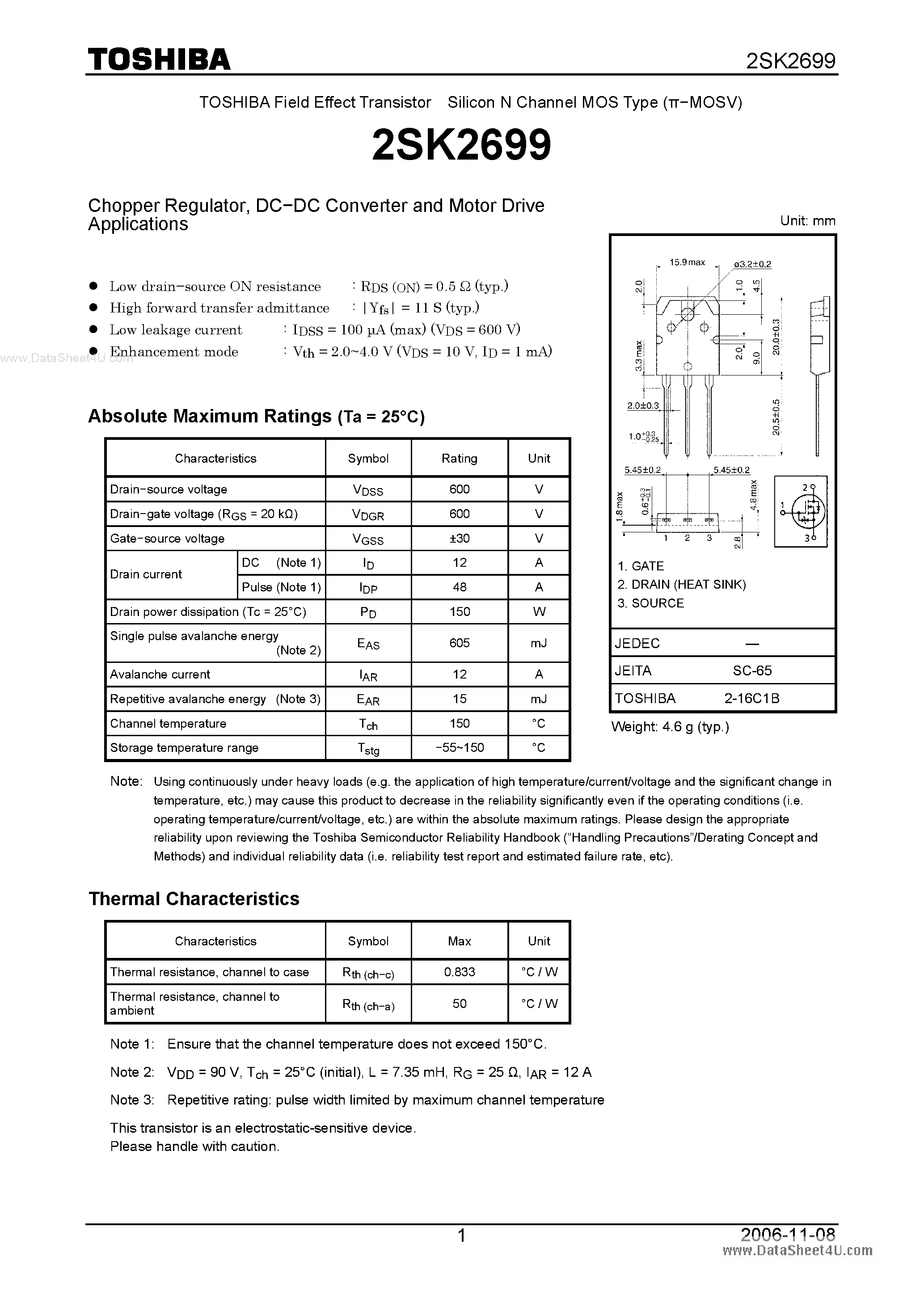 Datasheet K2699 - Search -----> 2SK2699 page 1