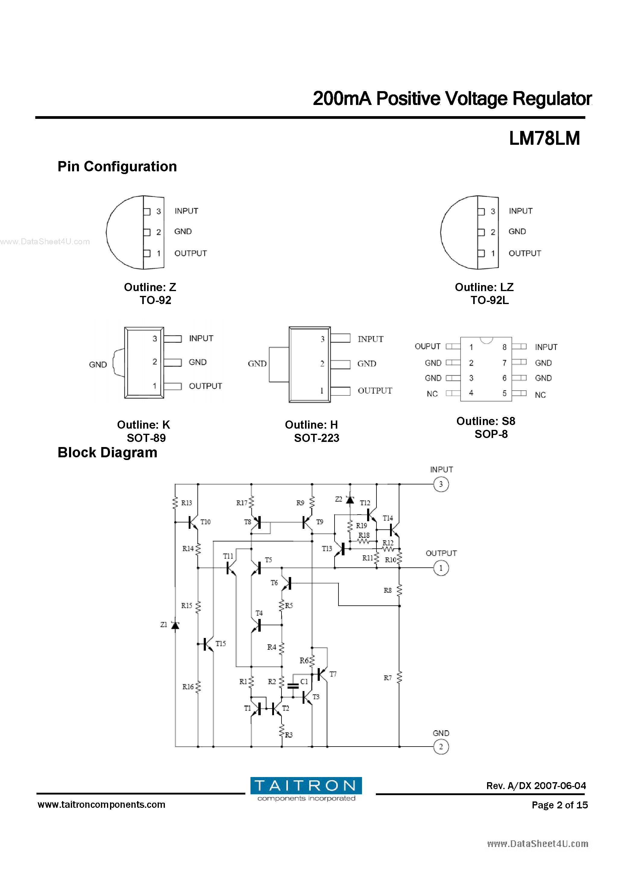 Даташит LM78LM - 200mA Positive Voltage Regulator страница 2