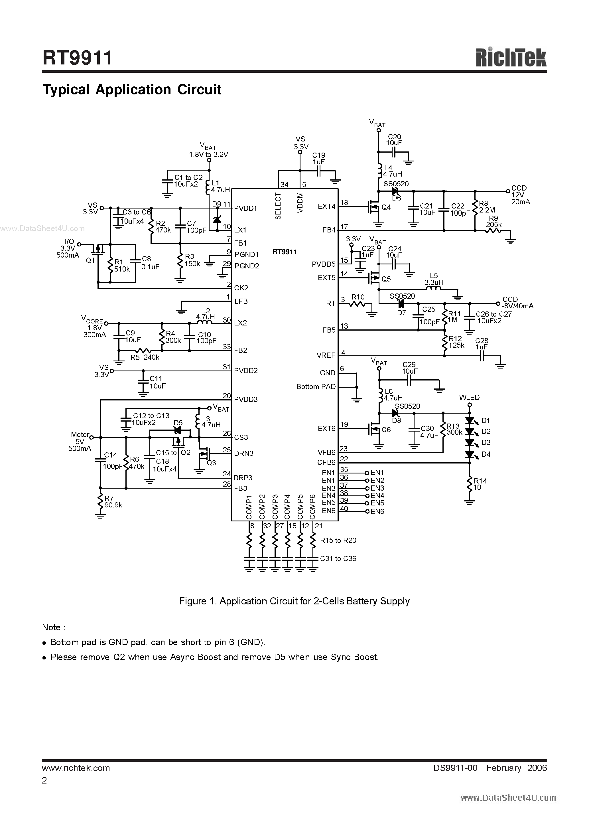 Даташит RT9911 - 6 Channel DC/DC Converters страница 2