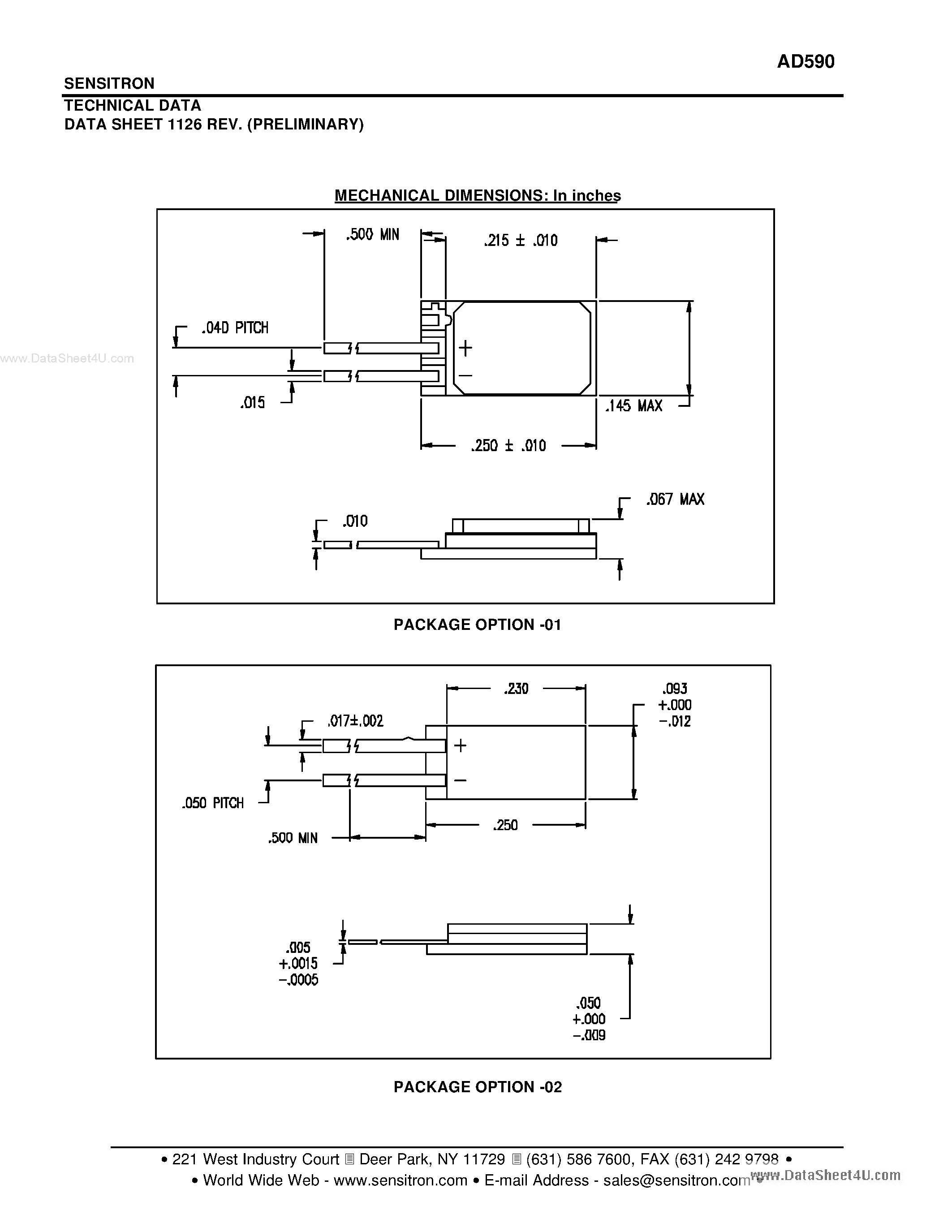 Datasheet AD590 - TWO-TERMINAL TEMPERATURE TRANSDUCER page 2