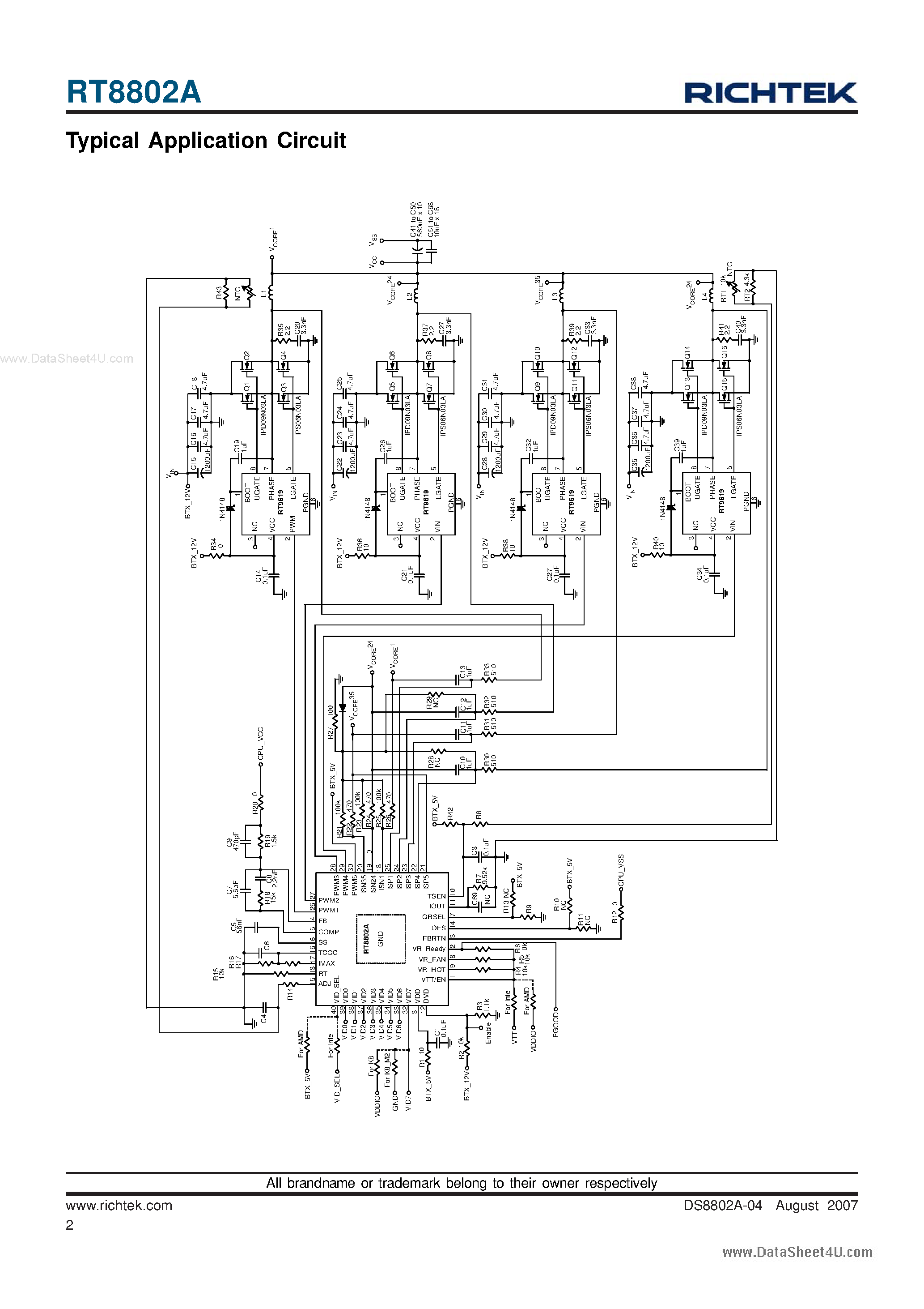 Даташит RT8802A - 2/3/4/5-Phase PWM Controller страница 2