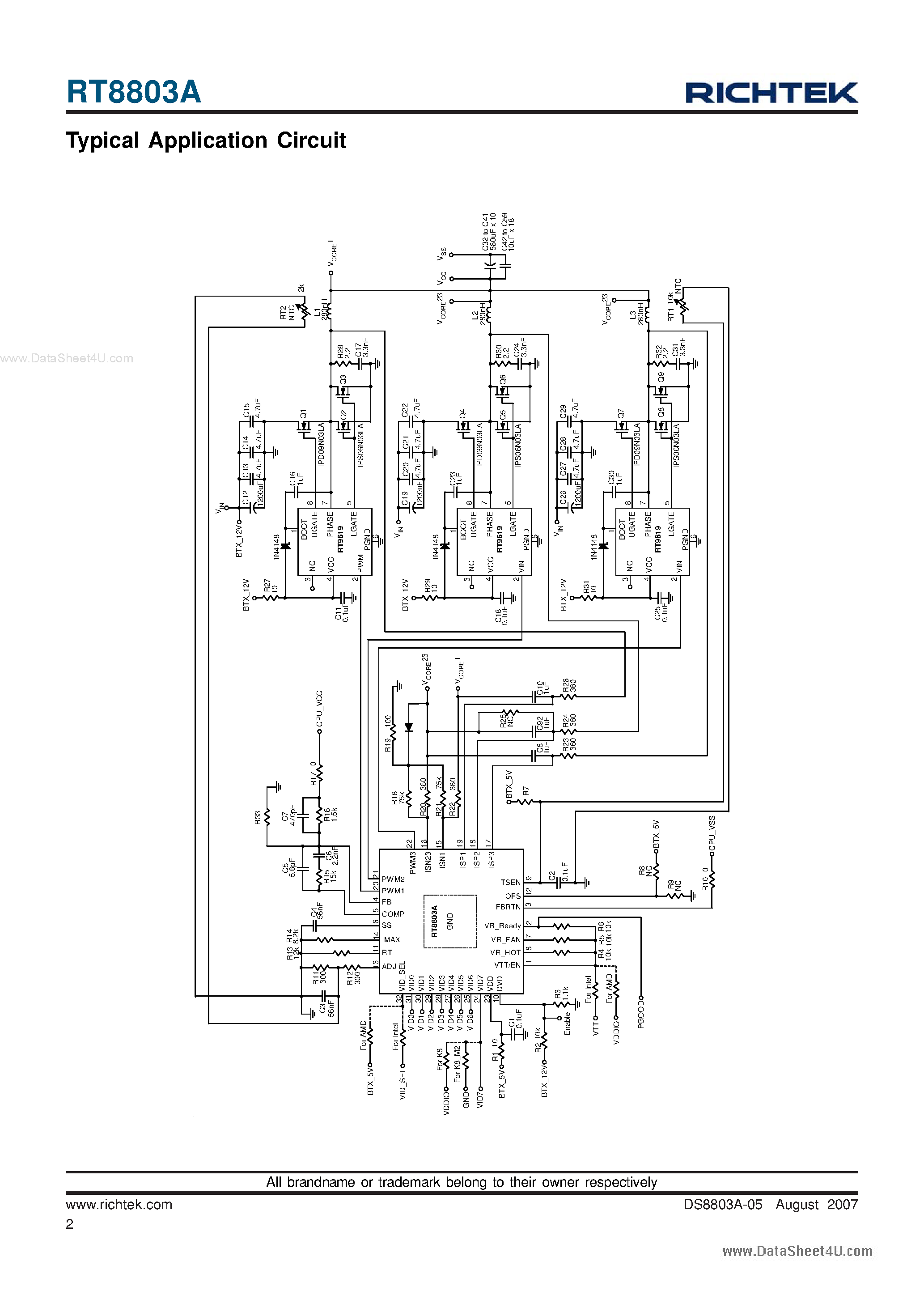 Даташит RT8803A - 2/3-Phase PWM Controller страница 2