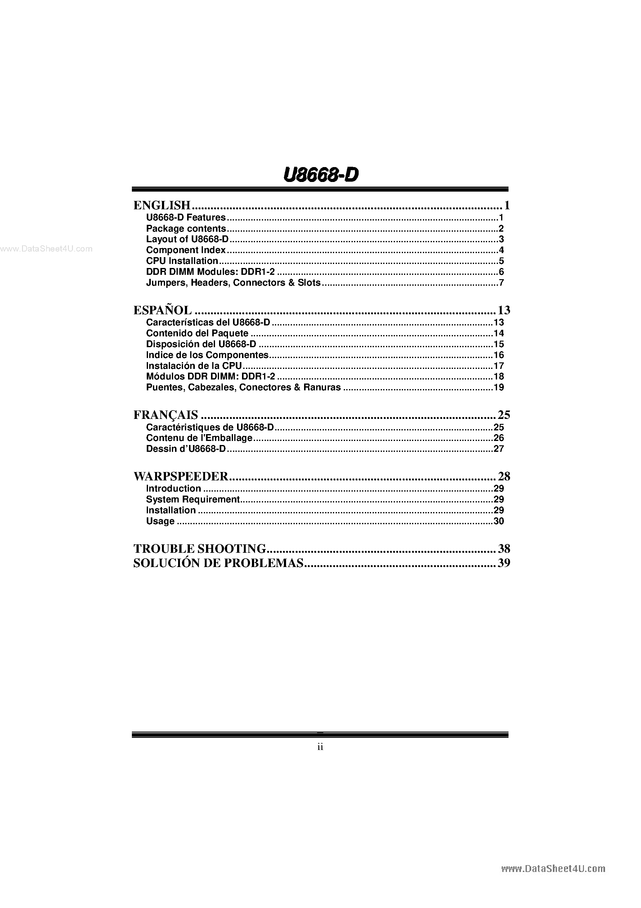 Datasheet U8668-D - Motherboard page 2